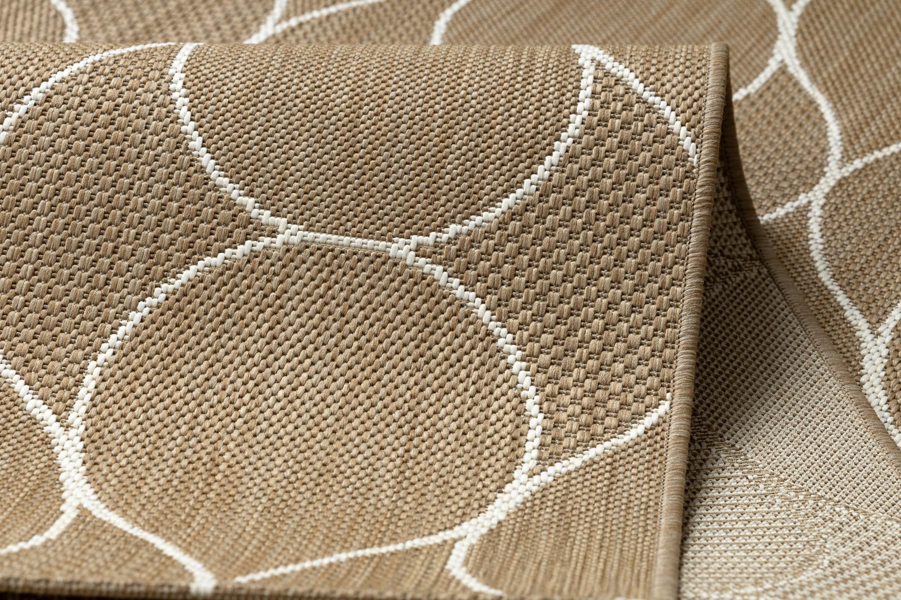 rugsx SISAL Flat dywan do użytku wewnątrz na zewnątrz, nowoczesny i wytrzymały, do salonu, na balkon, taras, wzór opadający – naturalny beż, kolor słomkowy, sznurek 160 x 230 cm
