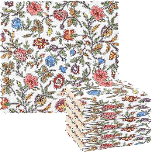 Toallas de cocina de microfibra con estampado de cachemira india étnica, de secado rápido, paquete de 6 trapos para baño, café