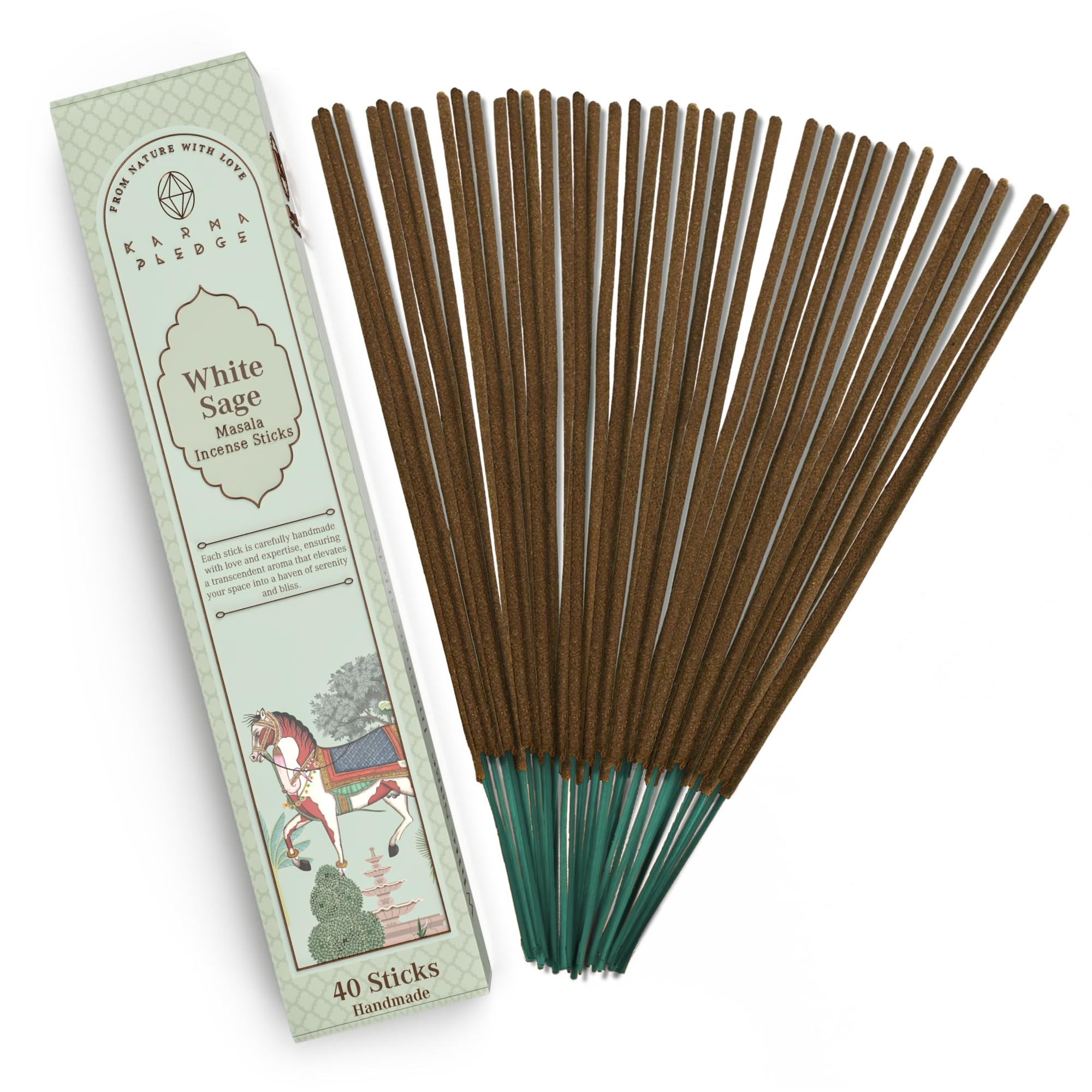 Incense Sticks, White Sage Incense, Made with Natural Ingredients, Hand Rolled Aromatic Masala, 40 Stick Pack, 45-60 Minute Burn Time, Best for Home Fragrance, Meditation, Yoga, Spiritual Healing