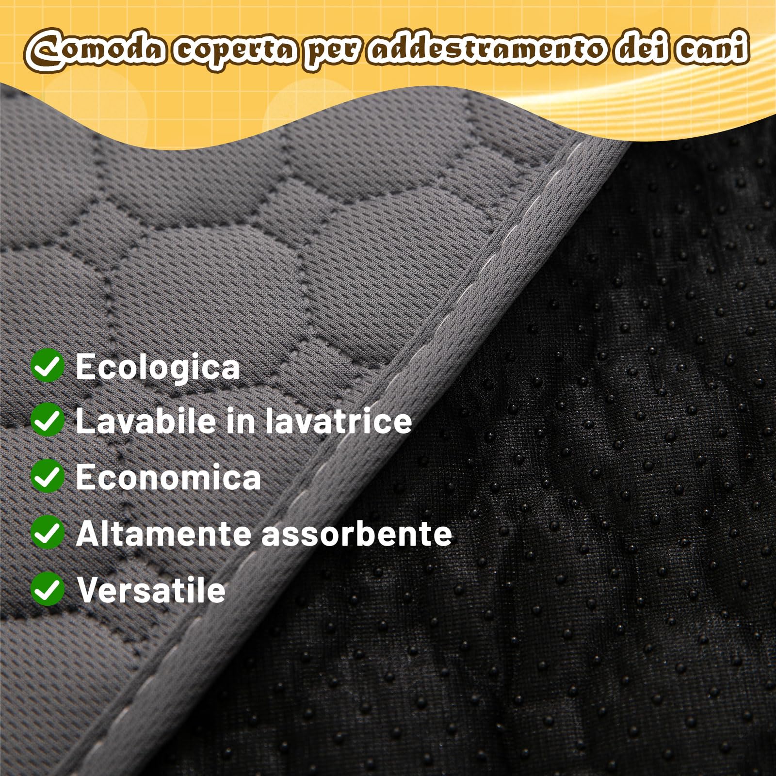 E-THOL Set di 2 tappetini da allenamento per cani e gatti, extra forti, assorbenti, impermeabili e antiscivolo, lavabili e riutilizzabili, per cuccioli e animali domestici (grigio, 70 x 100 cm)