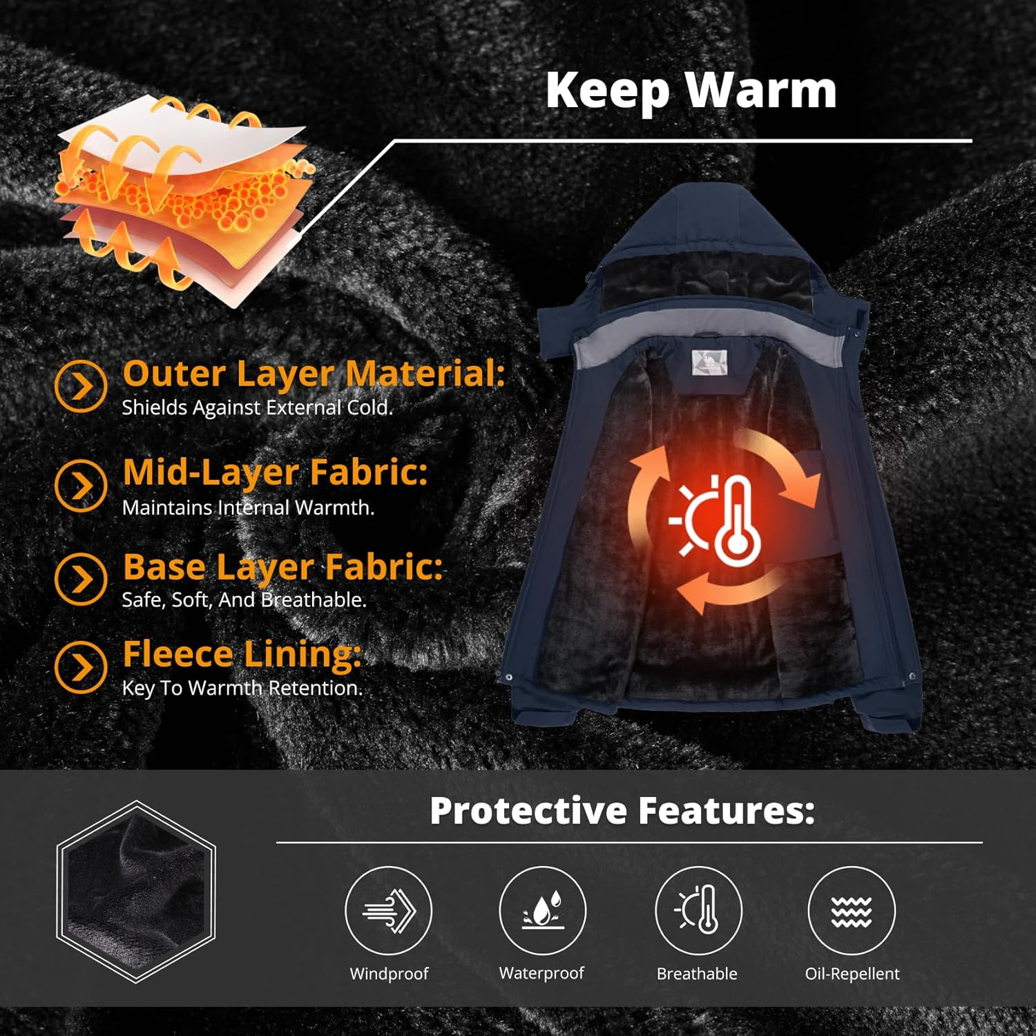 CAMEL CROWN Men's Mountain Ski Snow Jacket Waterproof Winter Coat Snowboarding Windbreaker Windproof Warm Hooded Snow Coat - Image 5