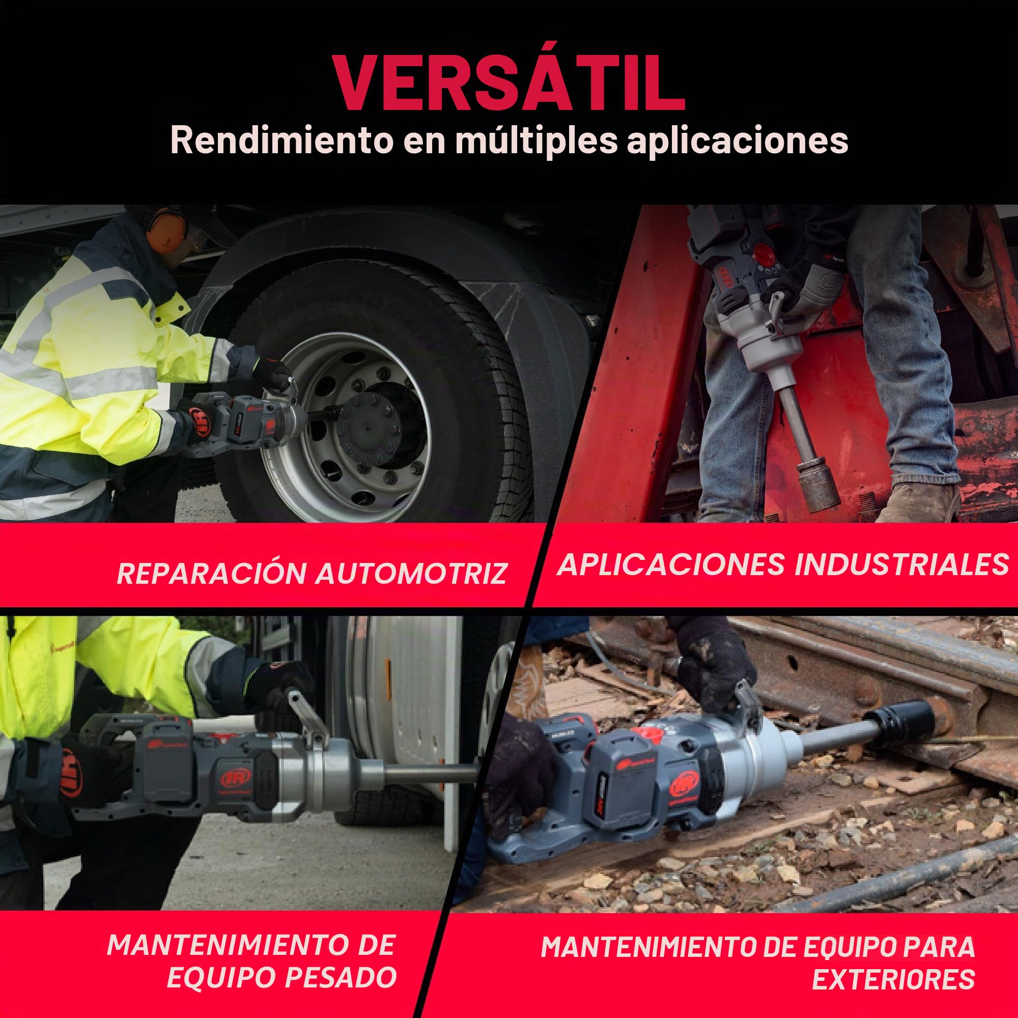 Ingersoll Rand W9691 Llave de Impacto 1" 20V Inalámbrica - Potente y Versátil Herramienta con Yunque Largo - Baterías Ion-Litio 5.0 Ah y Cargador