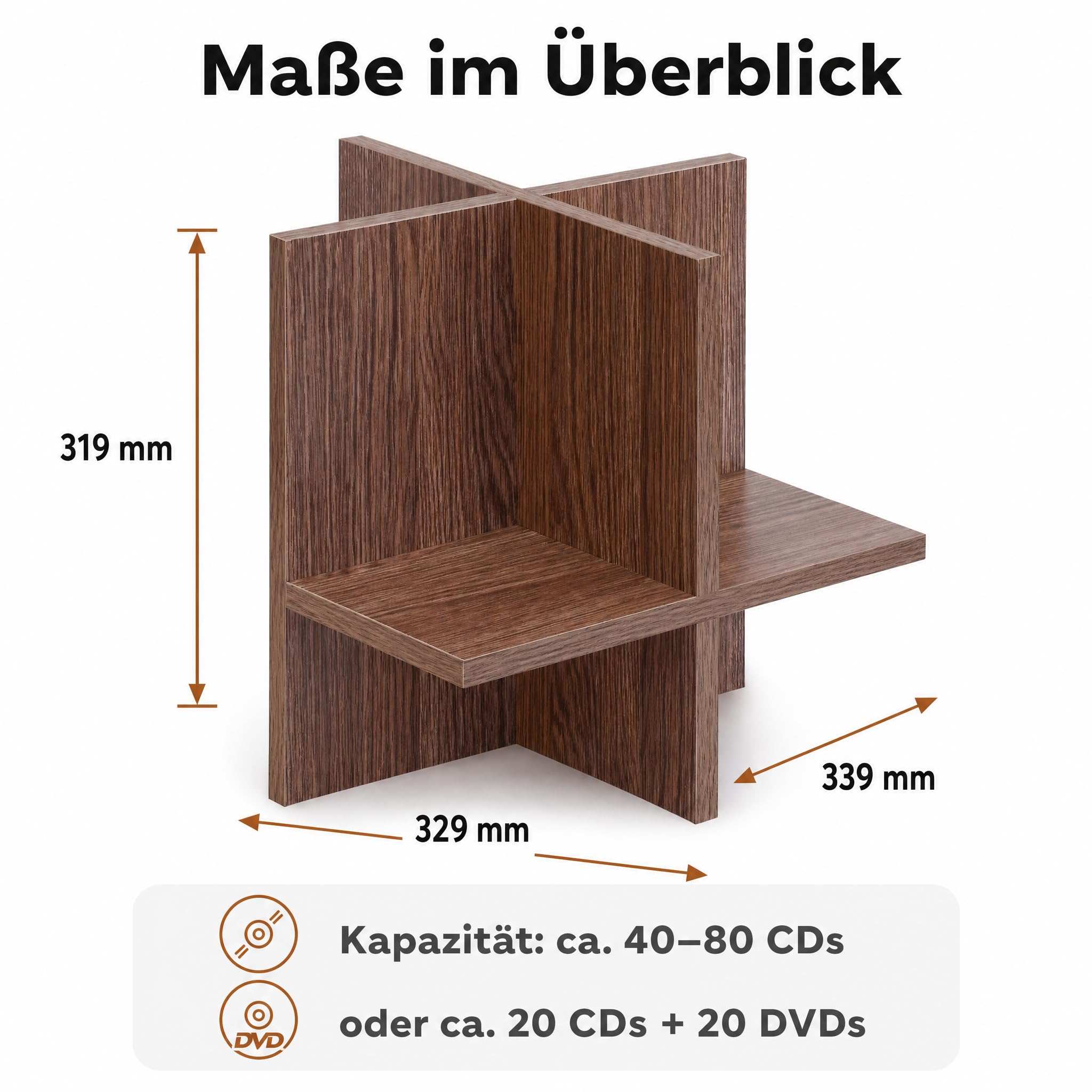 Mobiletto Divisorio Per CD E DVD Zomo Vs-Box Divider Noce