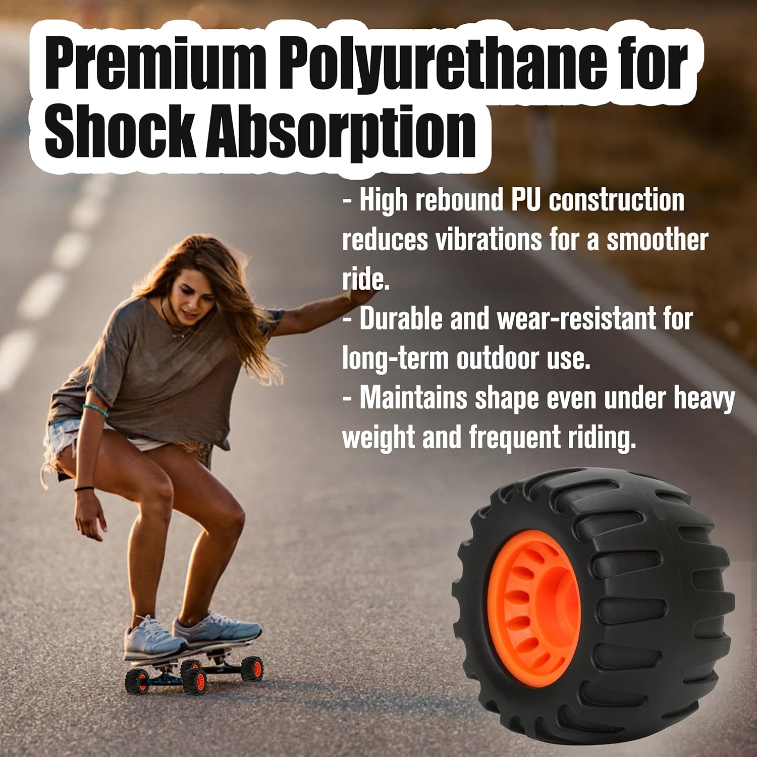 Off Road Skateboard Longboard Wheels Fit for Your Professional CruiserSkateboard Set of 4 Street Skateboard Cruiser Wheels Contain Bearings and Sleeves, Replace for All Terrain Long Board Wheel