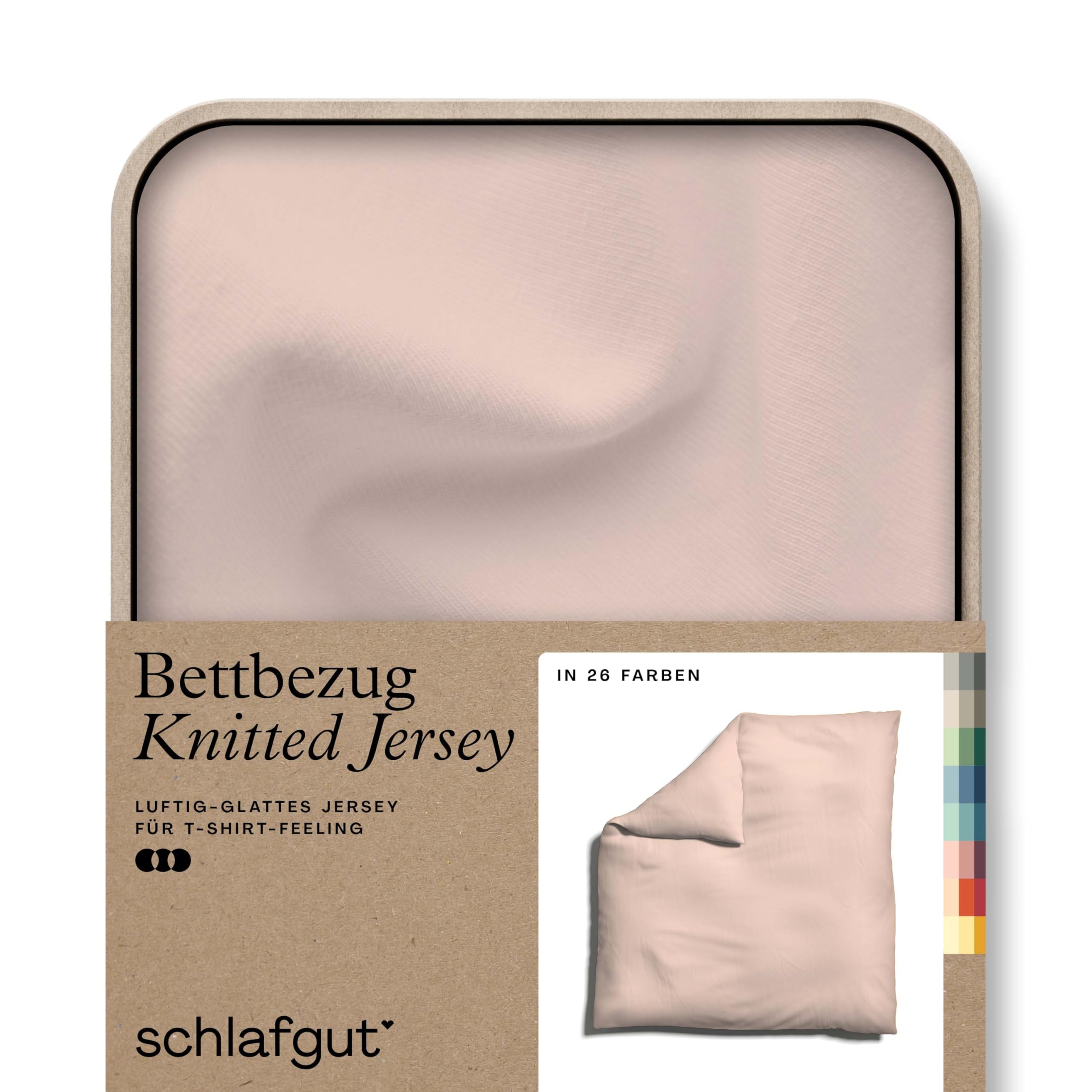 schlafgut Knitted Jersey Bettwäsche 135x200cm Bettdecke Bezug einzeln, Multicolor Uni, weich und faltenfrei mit Elasthan (Red Light, 240x220)