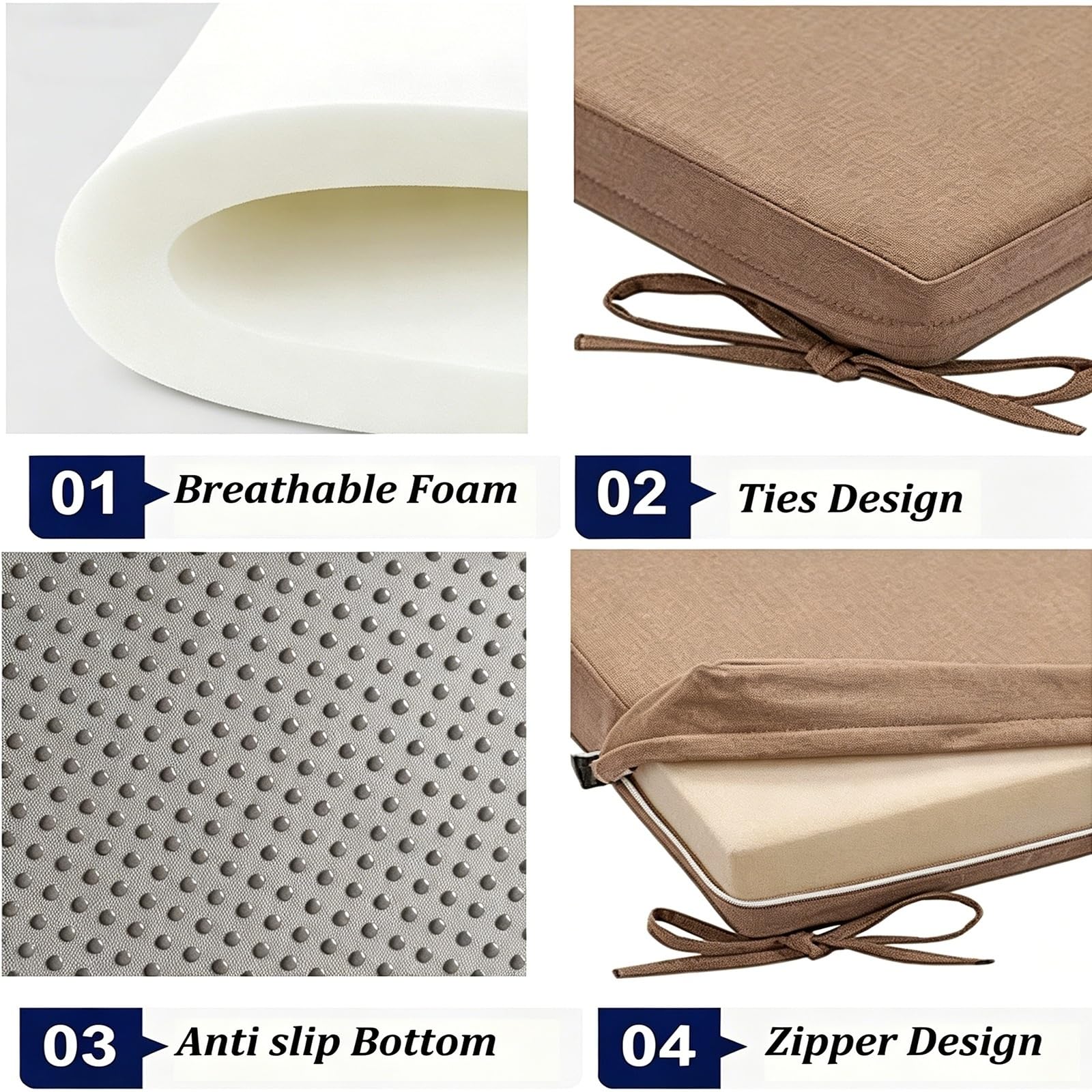 Cojines para Columpio de Jardin Exterior Colgante, Cojín Banco Exterior Grueso 5cm Impermeable 80%, Colchoneta para Banco de Jardín Funda Desmontable, para Terraza y Jardín(Blanco,100x40 cm 39x16 in)