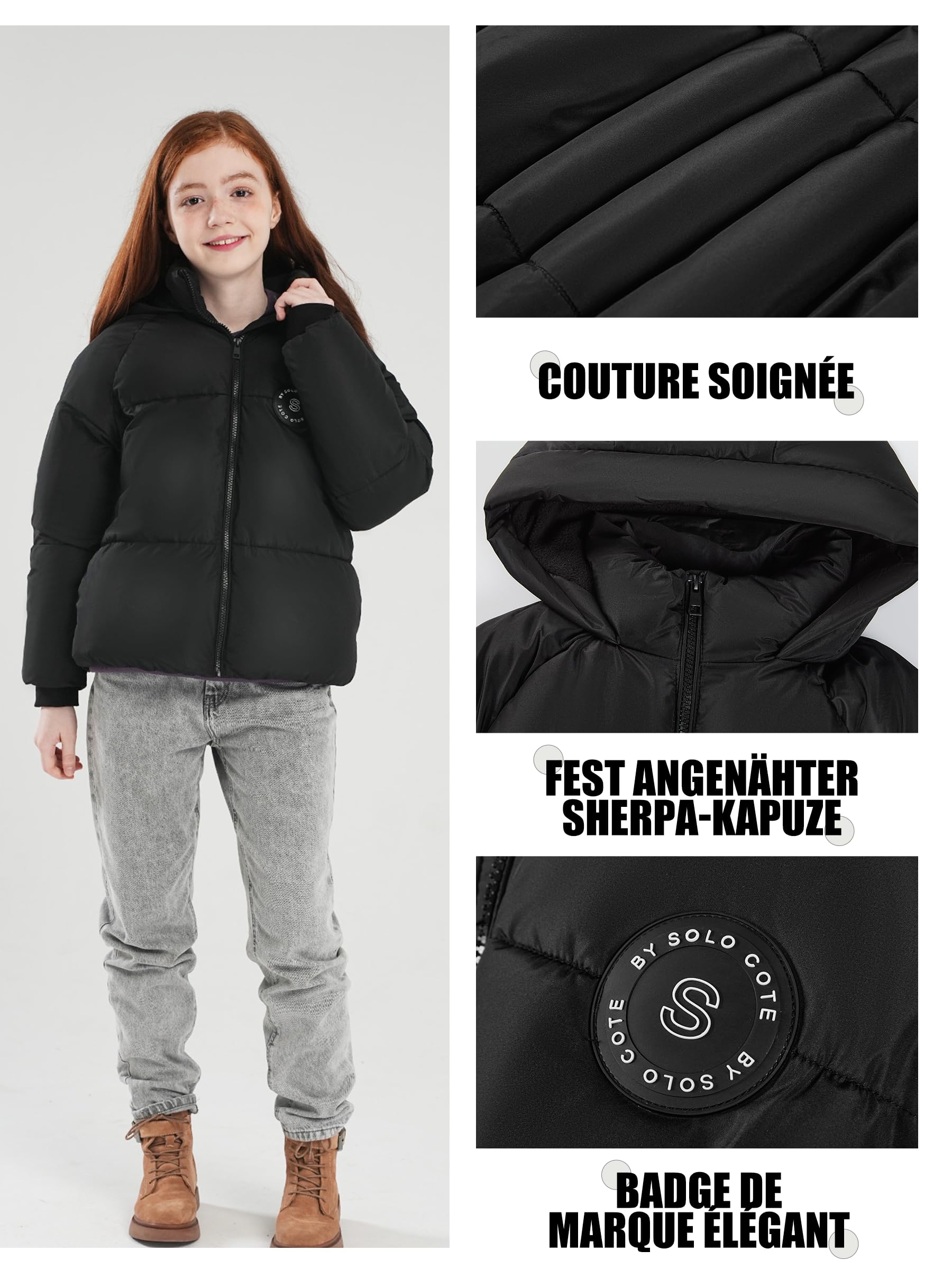 maoo garden Doudoune Hiver pour Filles avec Doublure Polaire Manteau Imperméable Lourd pour Grands Enfants
