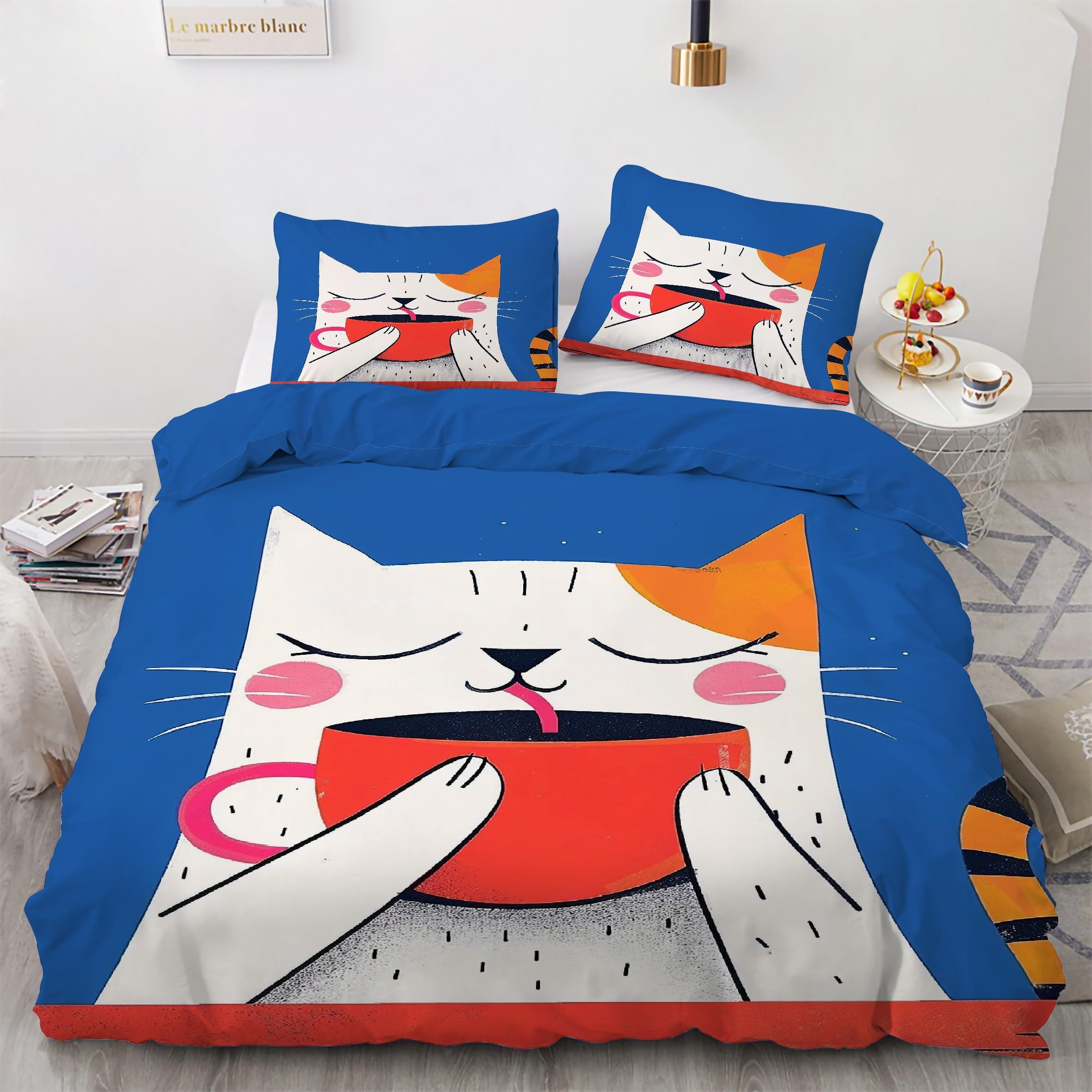 Housse de couette 220x240 chat de dessin animé pour créer un cocon douillet dans votre chambre