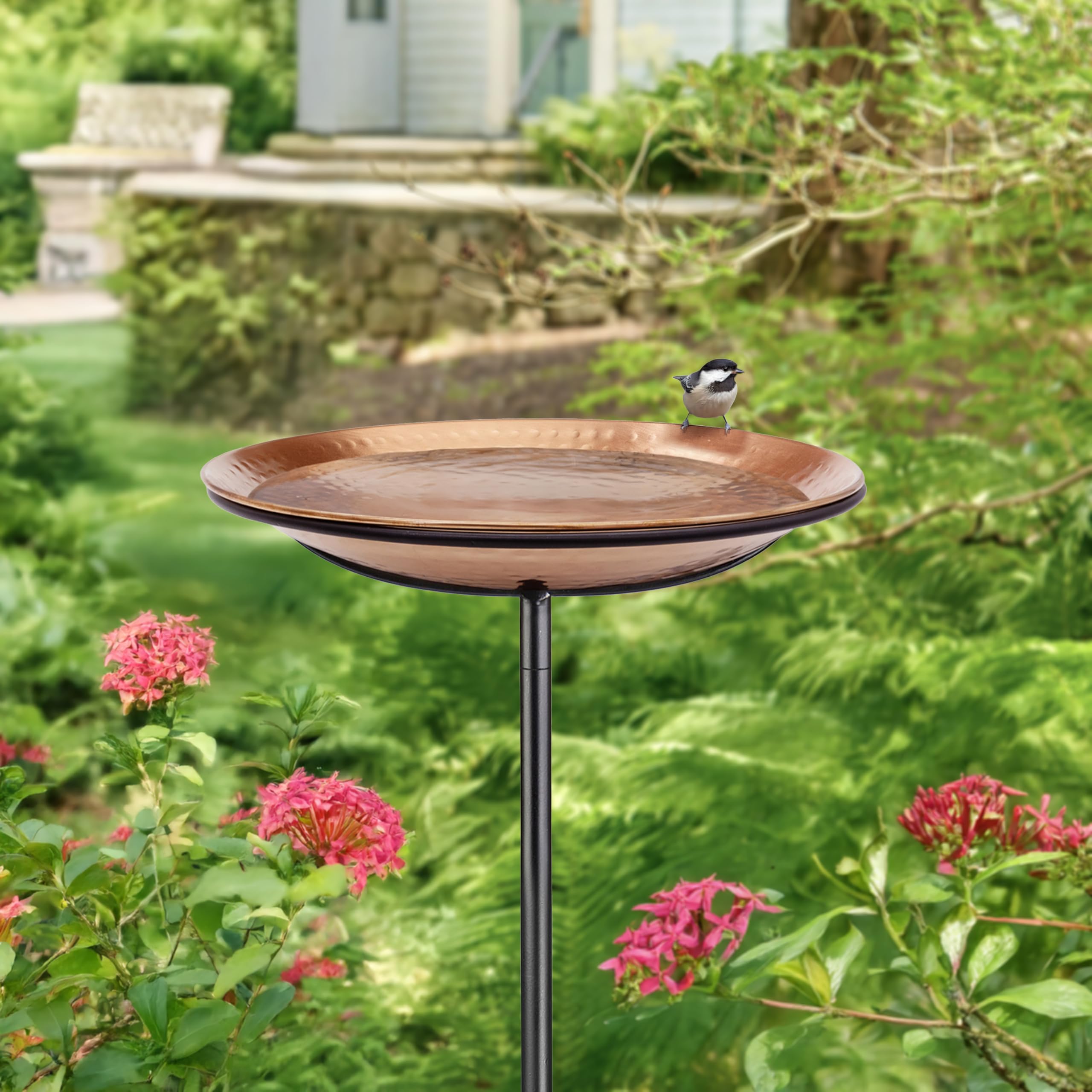 Good Directions Vogeltränke aus Kupfer, genoppt, auf Gartenstange, 33 cm