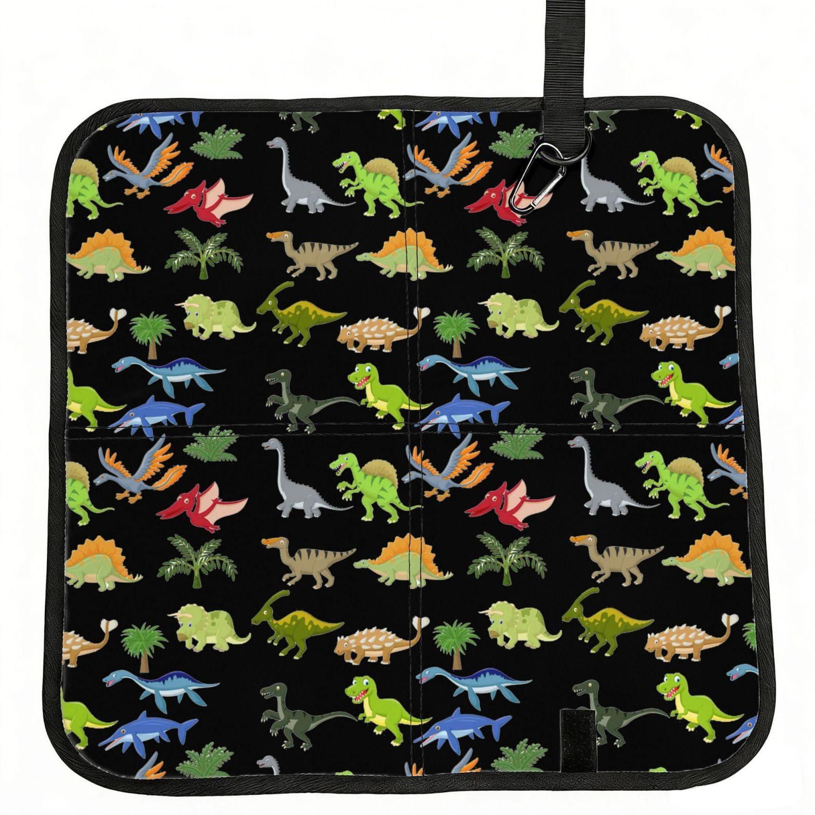 VCzsdff Cartoon Dinosaur Images Print Portable Seat Cushion Folding Bleacher Pad Compact Picnic Sitting Mat Polyester 40cm