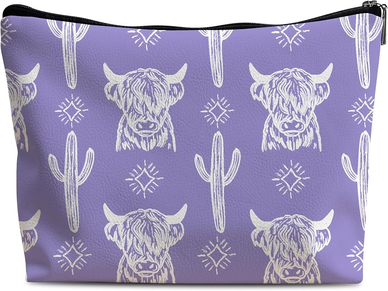 Necessaire de maquiagem Lacosu Western com estampa Letter Print, 19,05 cm x 19,05 cm x 19,05 cm