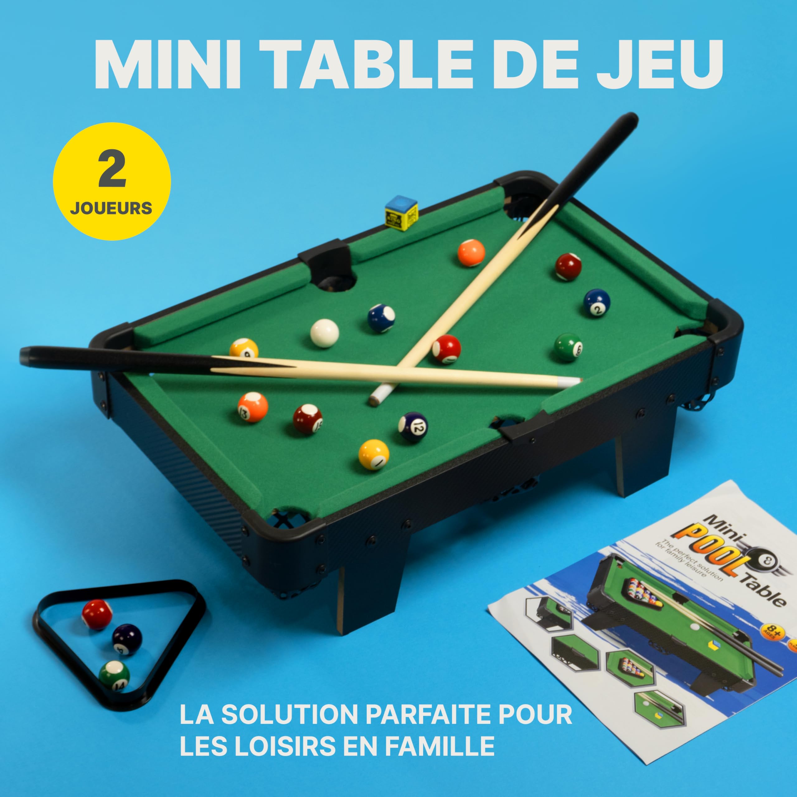 Table De Jeu – Mini Table De Billard de 50 cm, Petite Tables de Pool pour Soirées Jeux en Famille – Assemblage Simple Requis