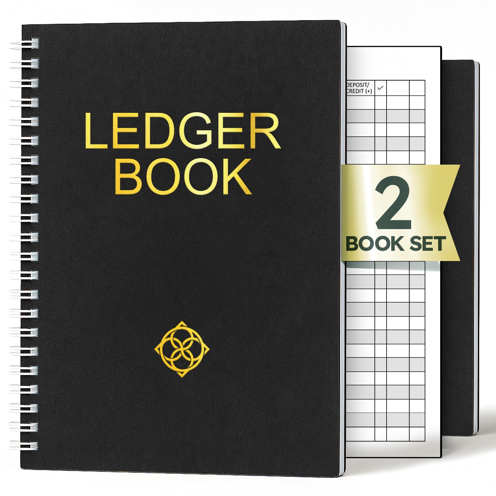 ZENO Accounts Book – 2 Pack Ledger Books for Self Employed, Cash Book, Bookkeeping Account Book, Accounting Ledger, Expense Tracker, Finance Record Notebook – Black