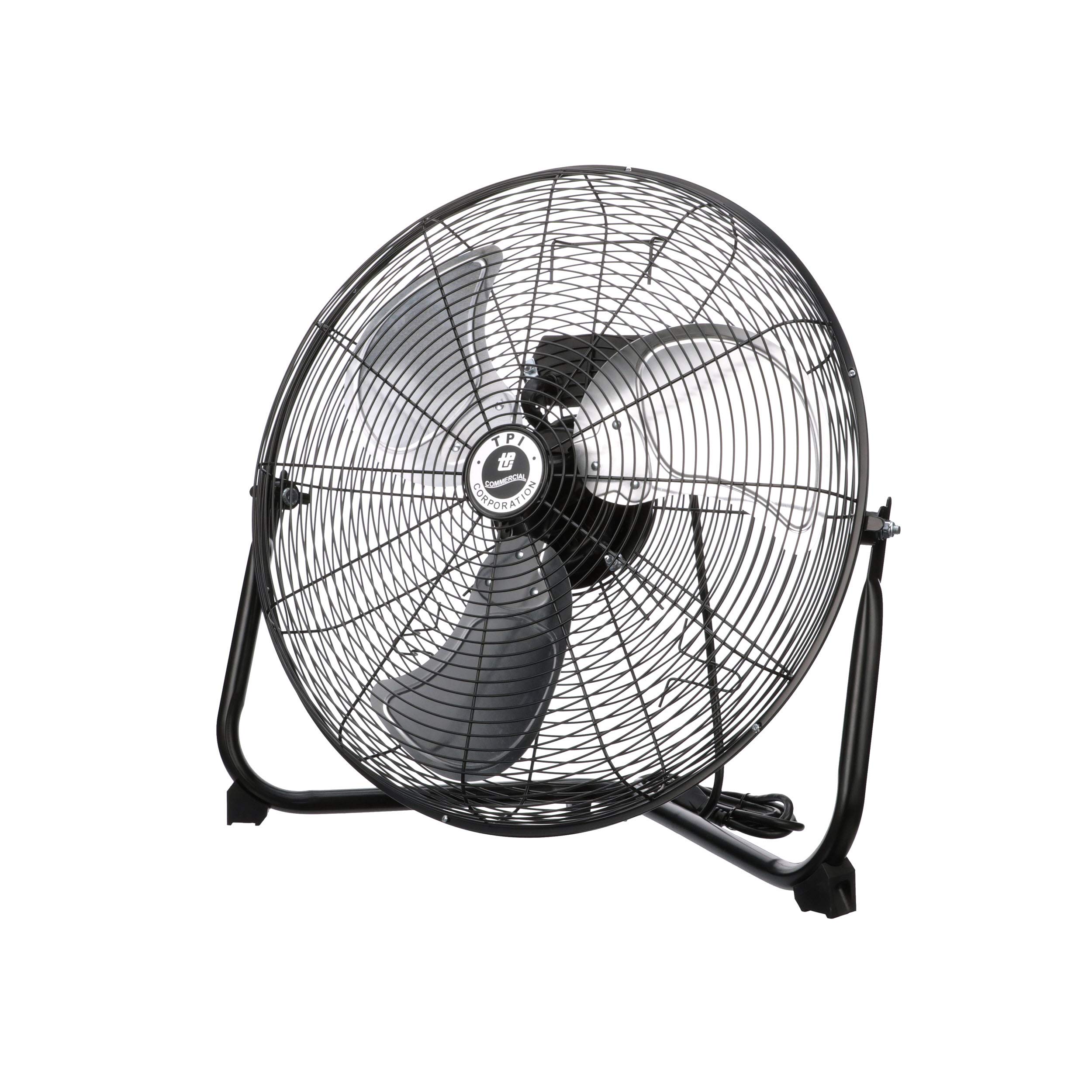 TPI Corporation CF20 3-Speed Commercial Floor Fan — 20” High-Velocity Non-Oscillating Air Circulator Fan for Indoor & Outdoor — UL & C-UL Listed, 120V