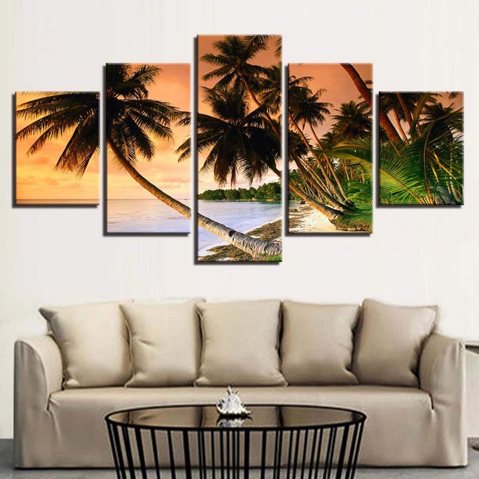 Affiche mur modulaire paysage tropical pour un salon chic