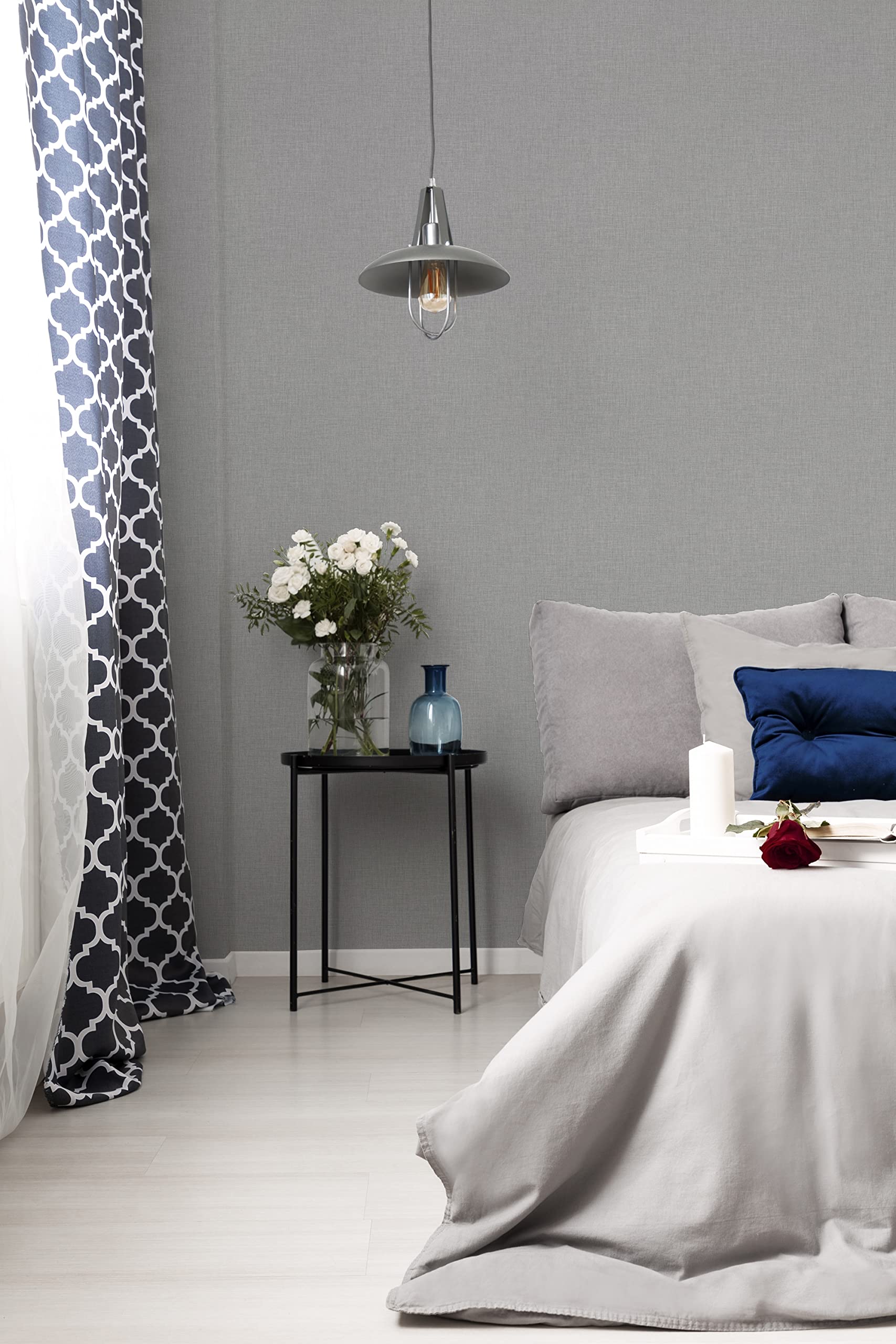 Superfresco Mid Grey Linen Glitter Plain Wallpaper