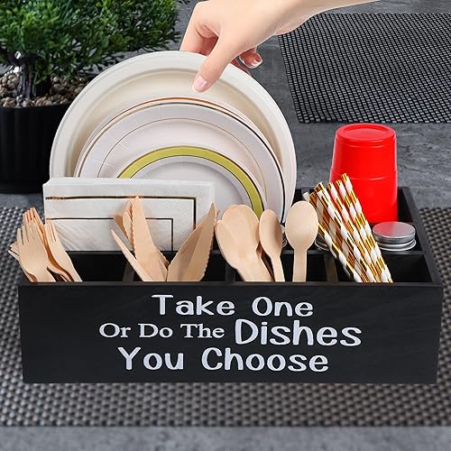 Miniatura 3 de Soporte grande para platos de papel, organizador de utensilios para encimera, cubiertos de cocina para tazas, tenedores, cucharas, platos,