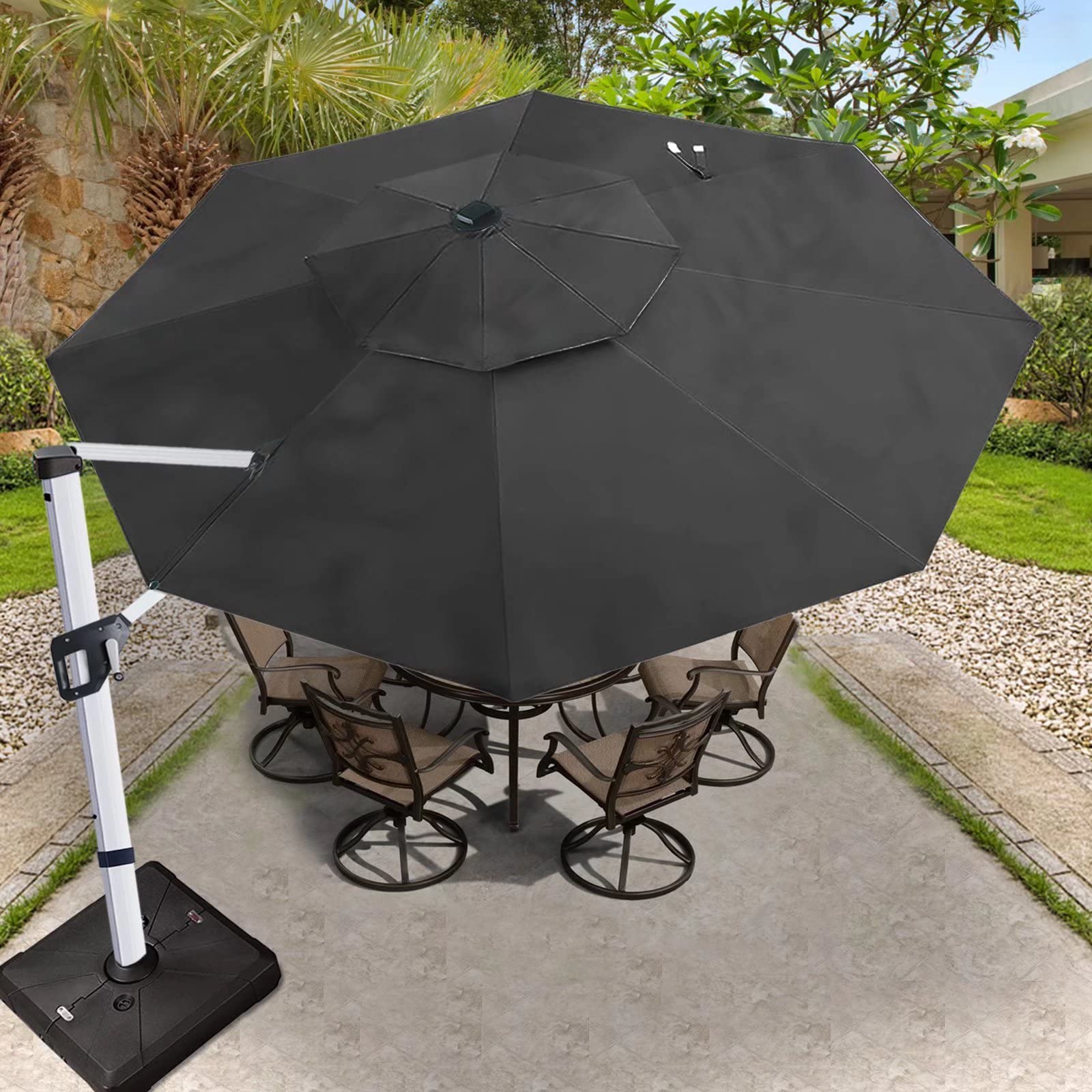 ABCCANOPY Patio Umbrella Double Top Outdoor Cantilever Umbrella with 360 Rotation Offset Hanging Umbrella Windproof Sun Umbrella For Patio Pool