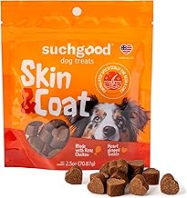 SuchGood Skin and Coat Dog Treats - 70 Count Advanced Omega Skin and Coat Support Chews for All Breed Sizes, Premium Salmon and Flaxseed Oil for Dogs - (Chicken Flavor, 2 Pack)