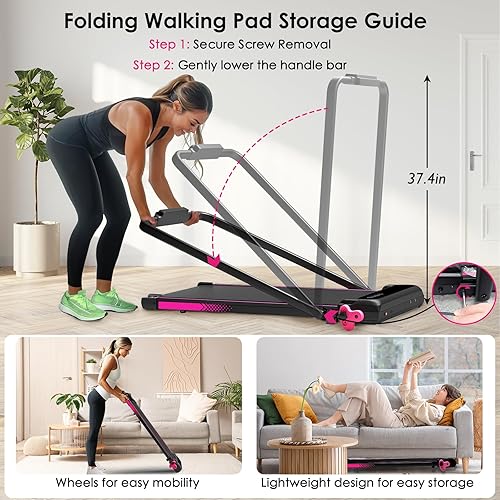 Miniatura 7 de Walking Pad with Incline Portable Treadmill with Handle Bar for Home Office Under Desk Use Small Space Treadmill