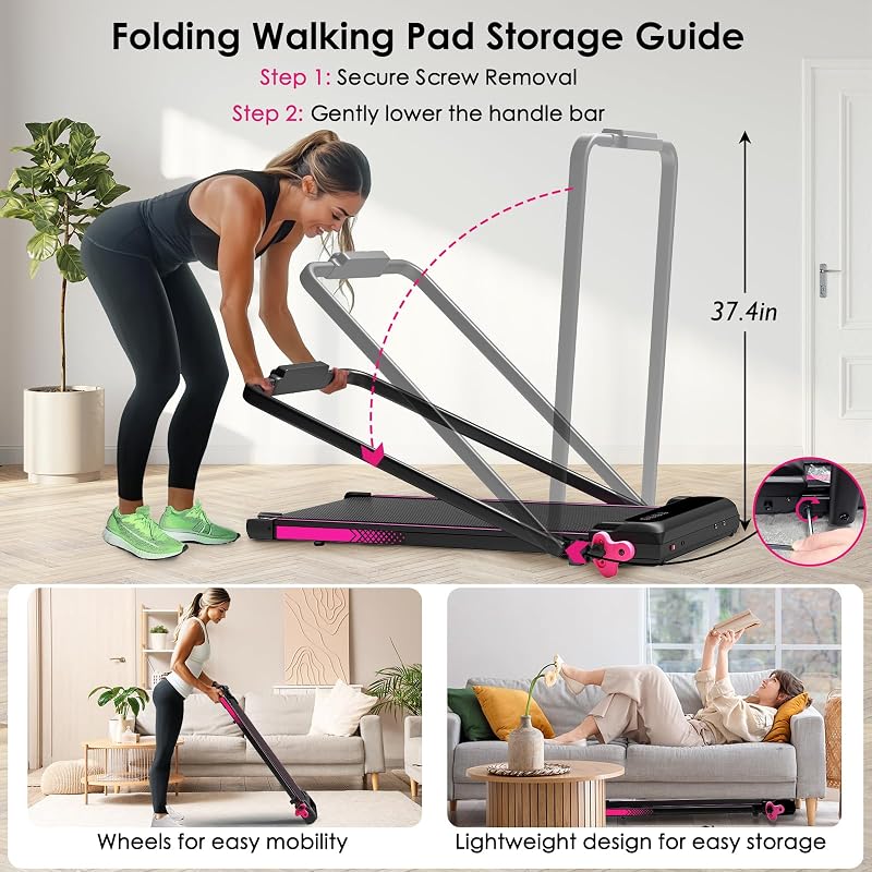 Walking Pad with Incline Portable Treadmill with Handle Bar for Home Office Under Desk Use Small Space Treadmill image 7