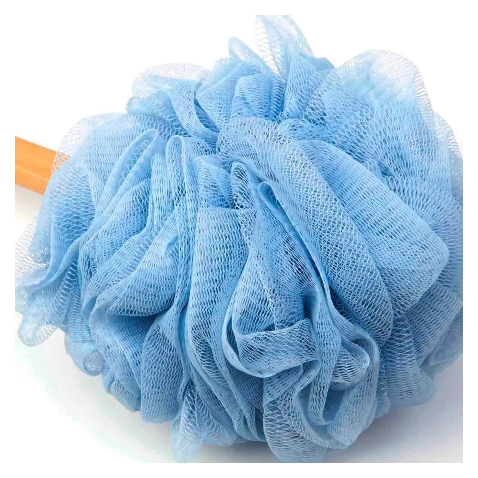 Cepillo Espalda Ducha Depurador trasero de madera con mango largo y malla de nailon suave for hombres y mujeres, cepillo de ducha azul