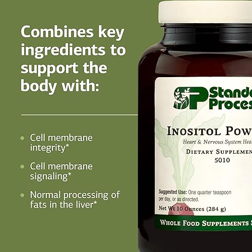 Miniatura 4 de Polvo de inositol de proceso estándar, suplemento diario para el corazón para apoyo cardiovascular y del sistema nervioso, sin gluten, sin lácteos y