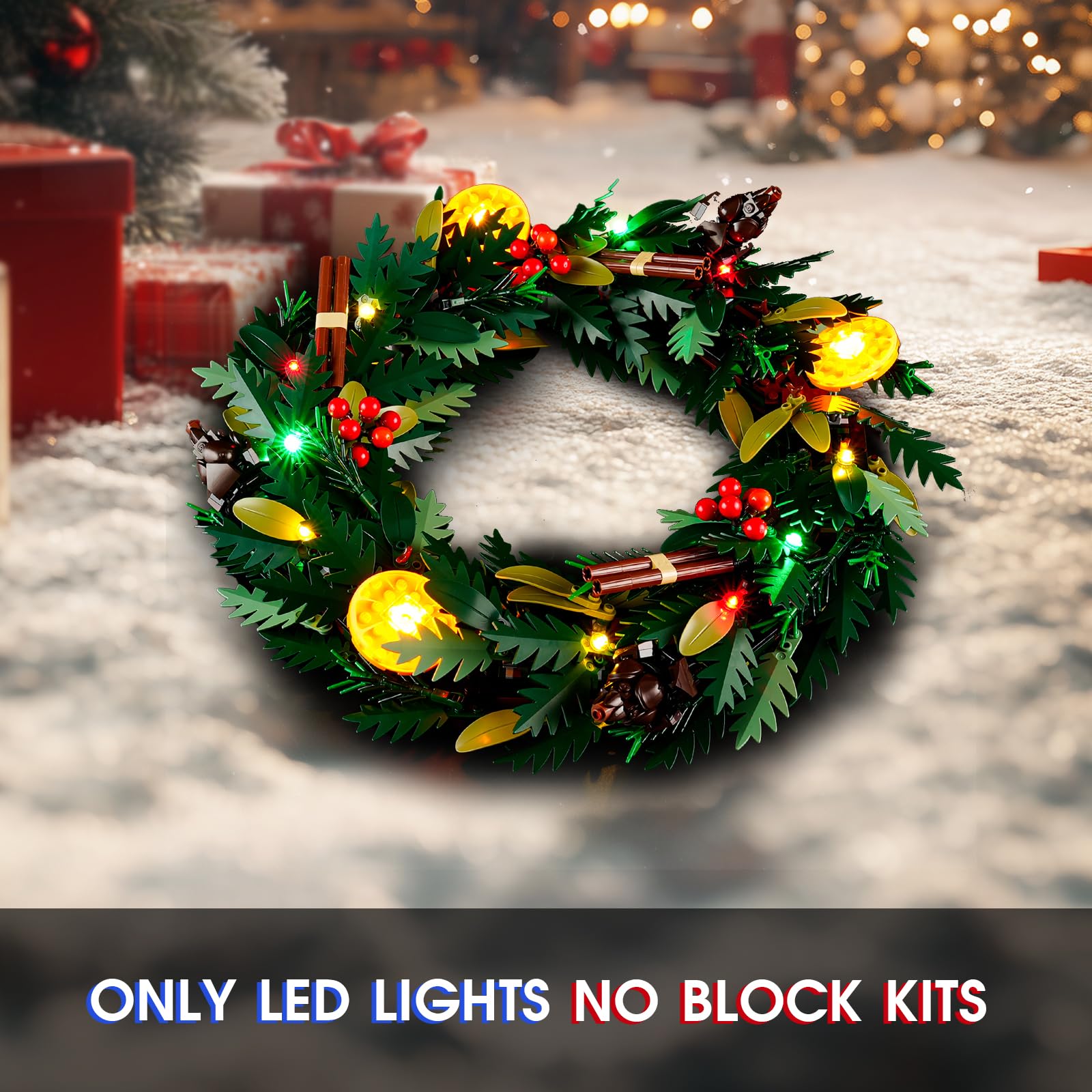 Vaodest LED Light for Lego 10340 Icons Wreath Set,Design and Configuration Compatible with Model 10340 (LED Light Only, Not Building Block Kit)