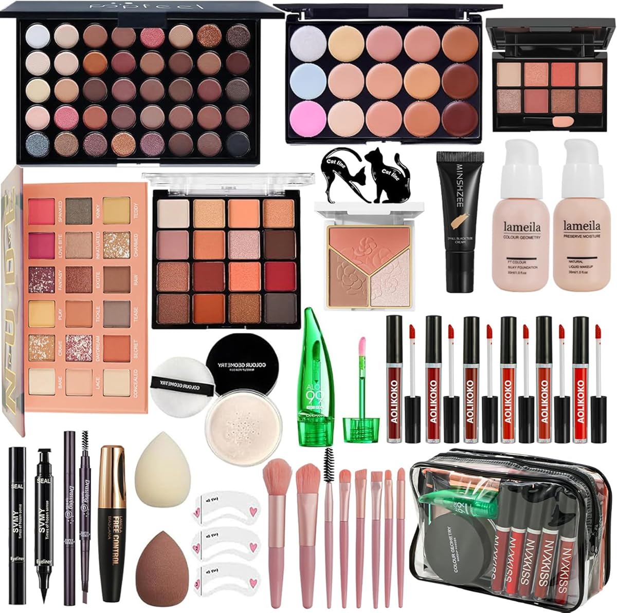 All in One Makeup Kit for Women Full Kit,Makeup Set for Women, Includes Eyeshadow Palette/Foundation/Lipstick/Eyeliner/Mascara/makeup Brush,Makeup Gift Set for Christmas & Birthday&Holiday&Everyday.