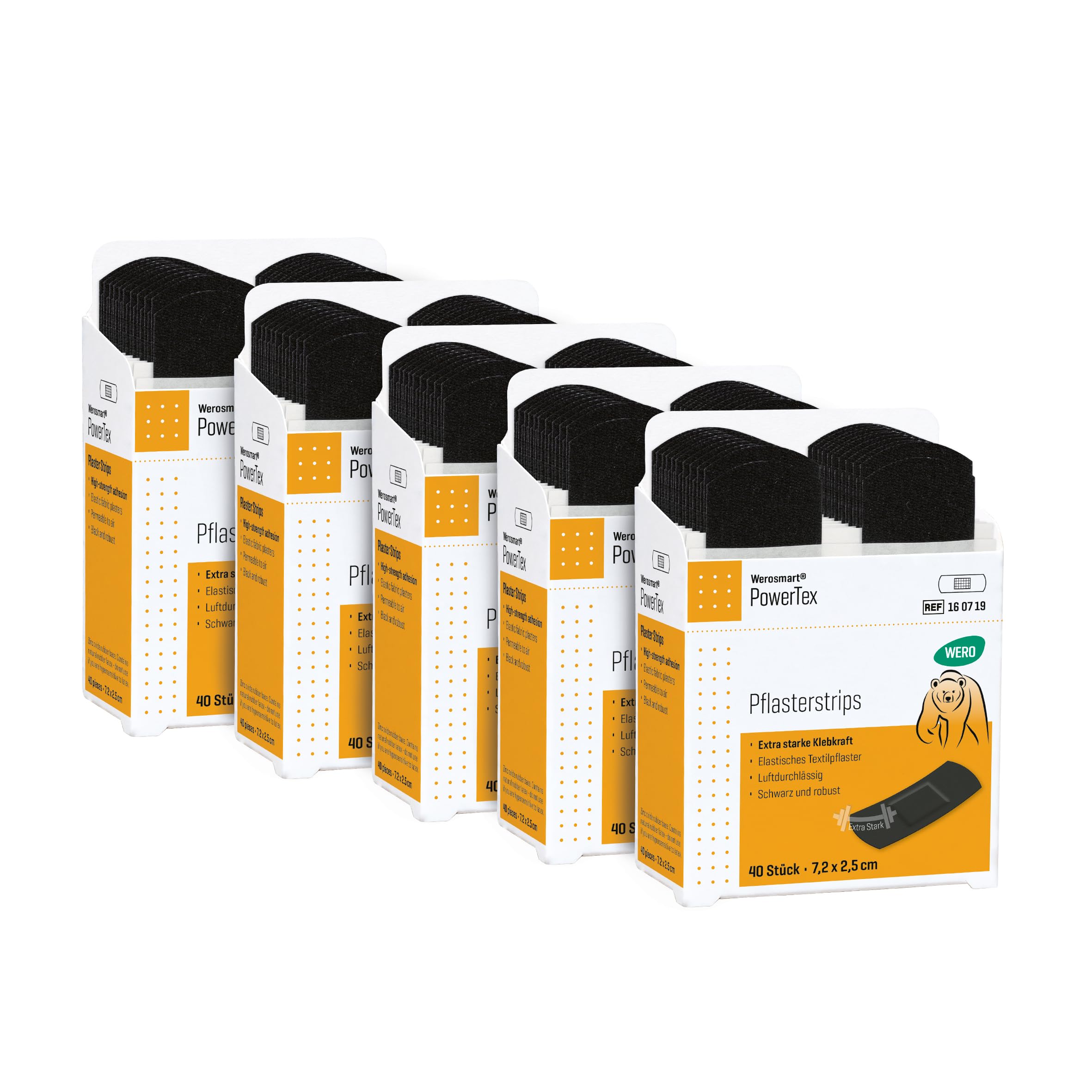 Werosmart® PowerTex Pflasterstrips 7,2 × 2,5 cm, 5 Einsätze | Nachfüll-Einsätze für WERO Smart Box® Pflasterspender