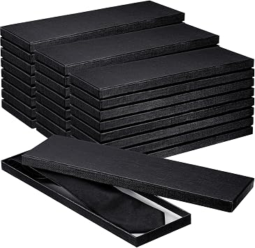 Shinylin 6 Pcs Tie Boxes with Lids for Men Gift Box Paper, Black