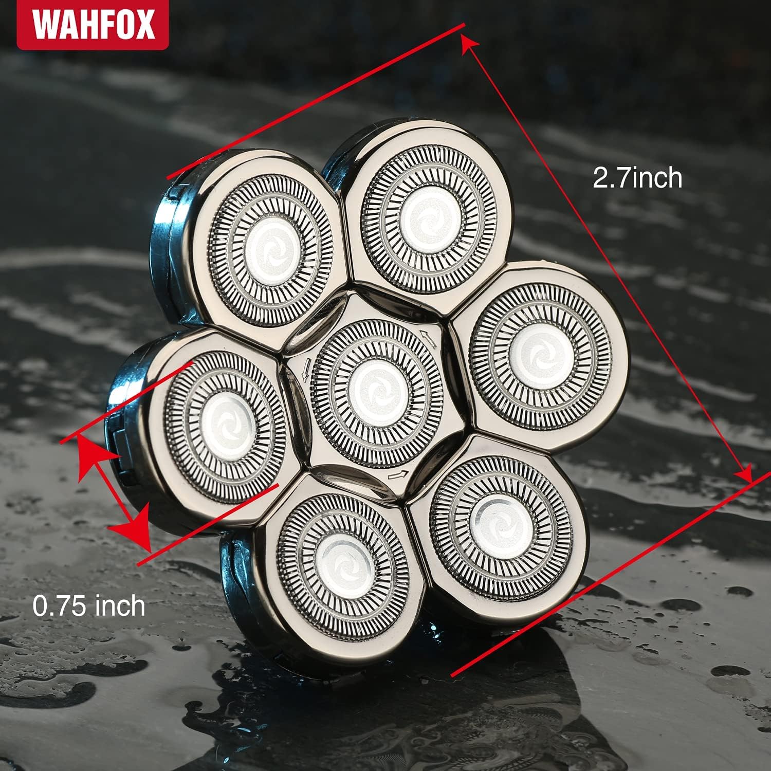 WAHFOX Universa 7 Heads Shaver Replacement Head for Head Shaver, and many Brands Head Shaver 7 Blades 7D Replacement Shaver Head Blade 7 Heads Shaver Head (Silvery) - Image 5