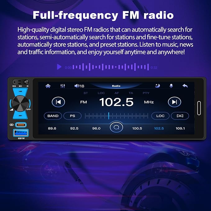 Reproductor de Auto 6.5" Apple CarPlay Wireless Bluetooth miniatura 3