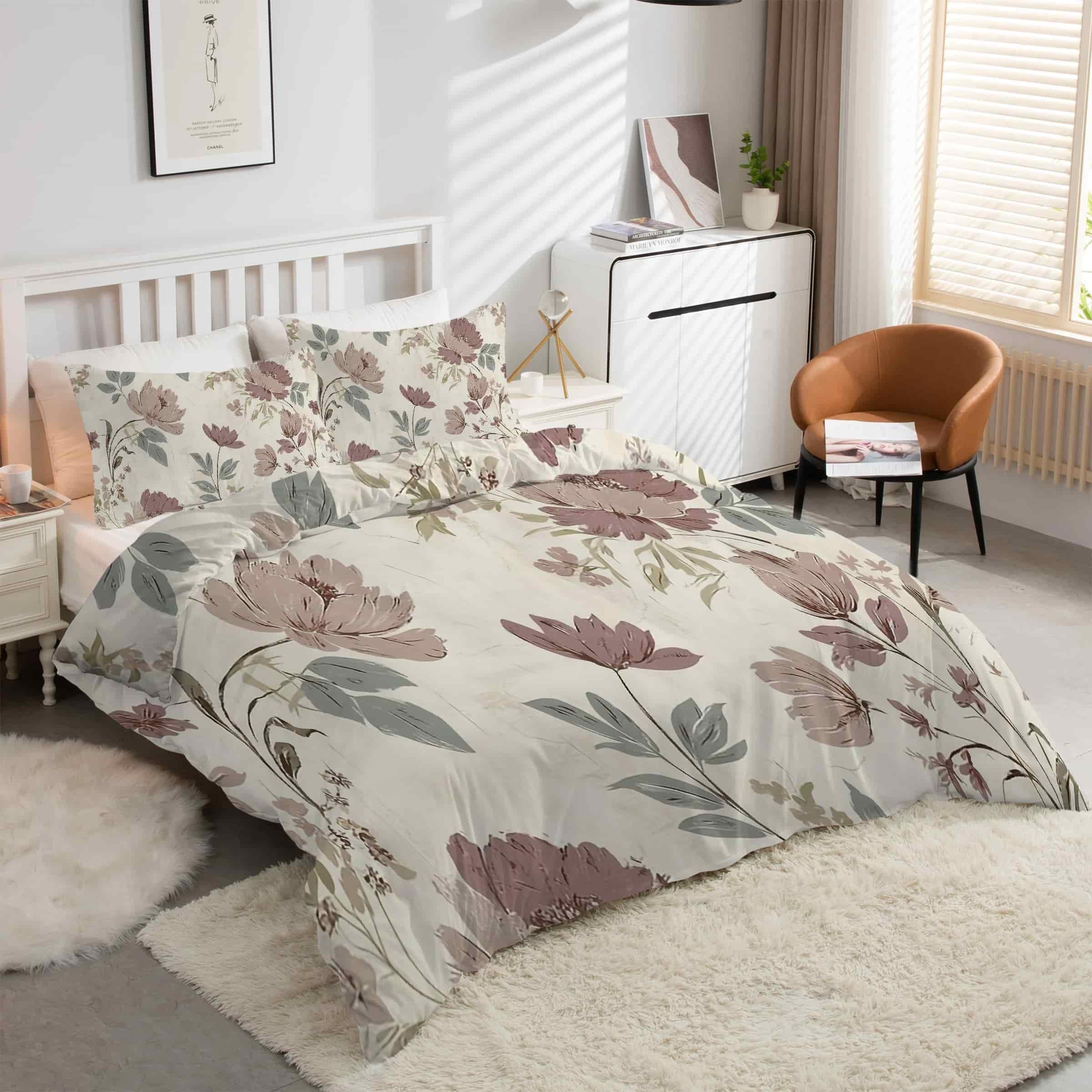 Parure de lit 220x240 cm style vintage floral pour une chambre cocooning