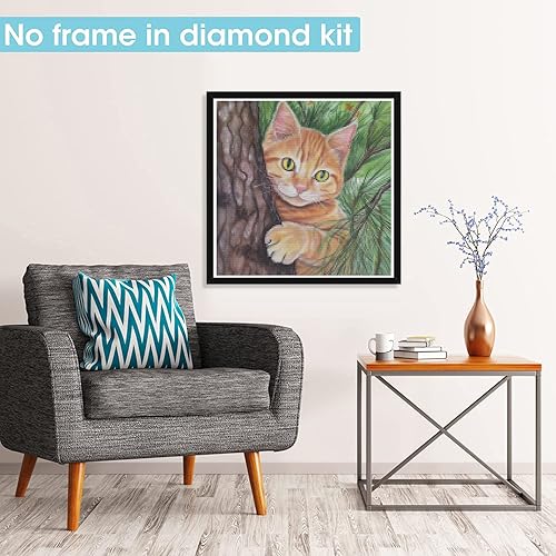 Miniatura 2 de Pavemlo Kits de pintura de diamantes 5D para adultos, árbol de gato, arte de diamantes de taladro completo, pintura de animales con diamantes, arte
