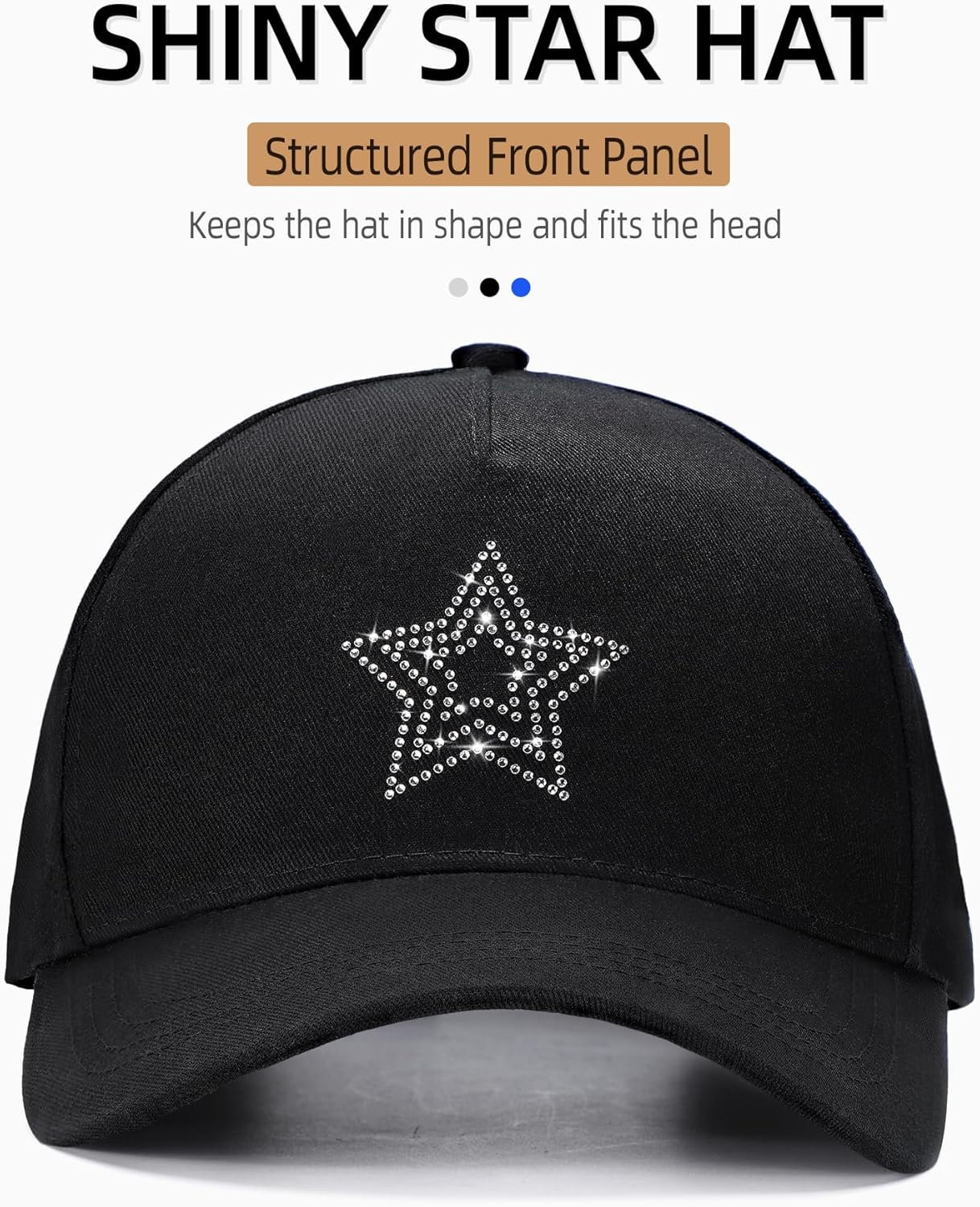 Shiny Rhinestone Baseball Caps for Women Structured Adjustable Trendy Sun Hat Star Golf Dad Hat - Image 6
