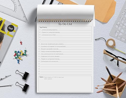 Miniatura 5 de Better Office Products - Bloc de notas de lista de tareas pendientes, 8.5 x 11 pulgadas, bloc de notas de planificación, 50 hojas, espiral de doble