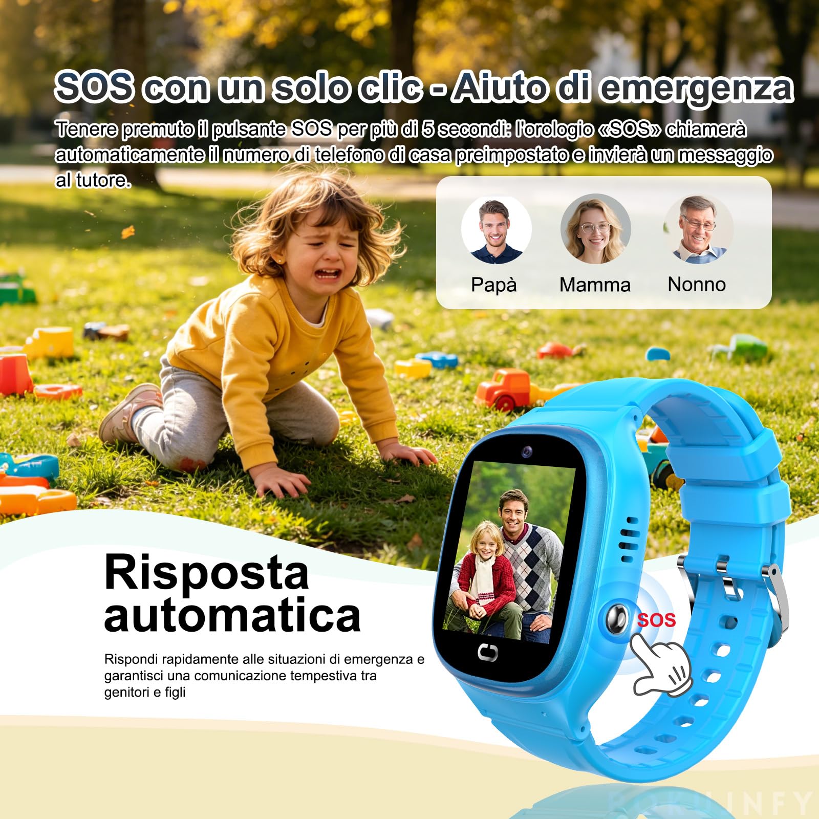 Smartwatch Bambini GPS Telefonate Chat SOS Contatti Sveglia