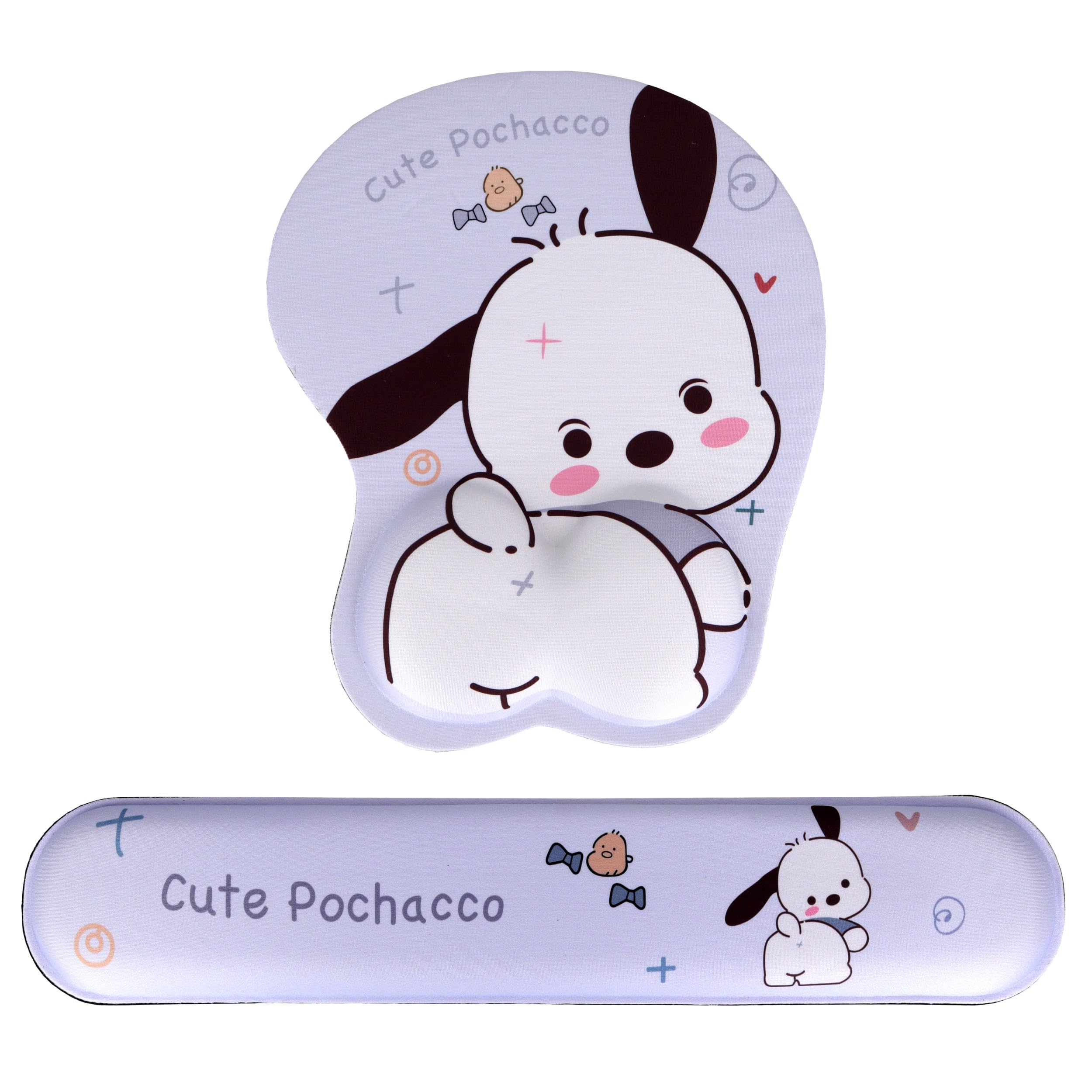 Roffatide Anime Black Ear dog Keyboard Wrist Rest and Mouse Pad Wrist Support Ergonomic Memory Foam Set for Office Laptop Mac Computer Gaming Durable Comfortable Typing &Wrist Pain Relief (2 Pack)