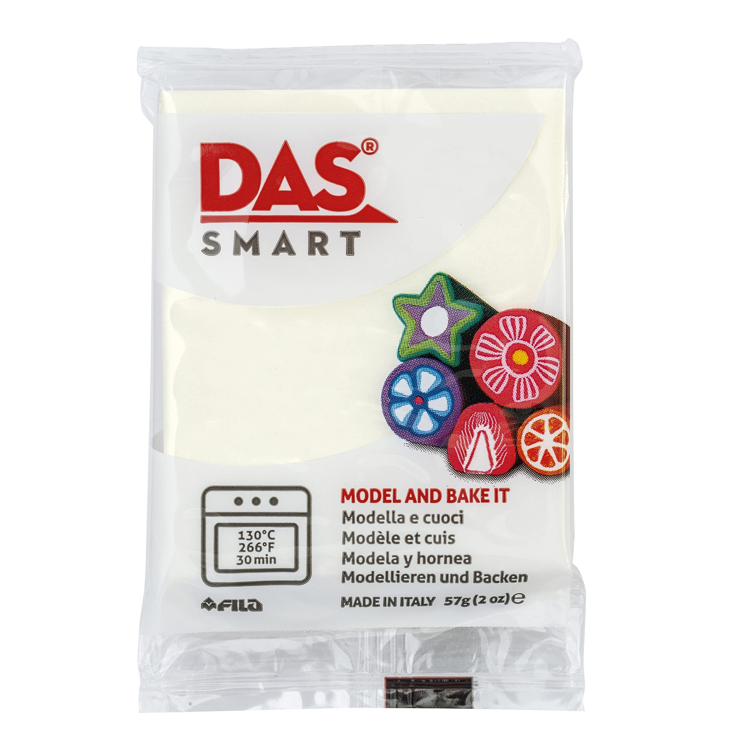 DAS Smart Polymer Clay, Opal White, 57G —Oven Bake Clay, Pliable Polymer Clay Set for Molding and Sculpting, Baking Clay for Students and Adults