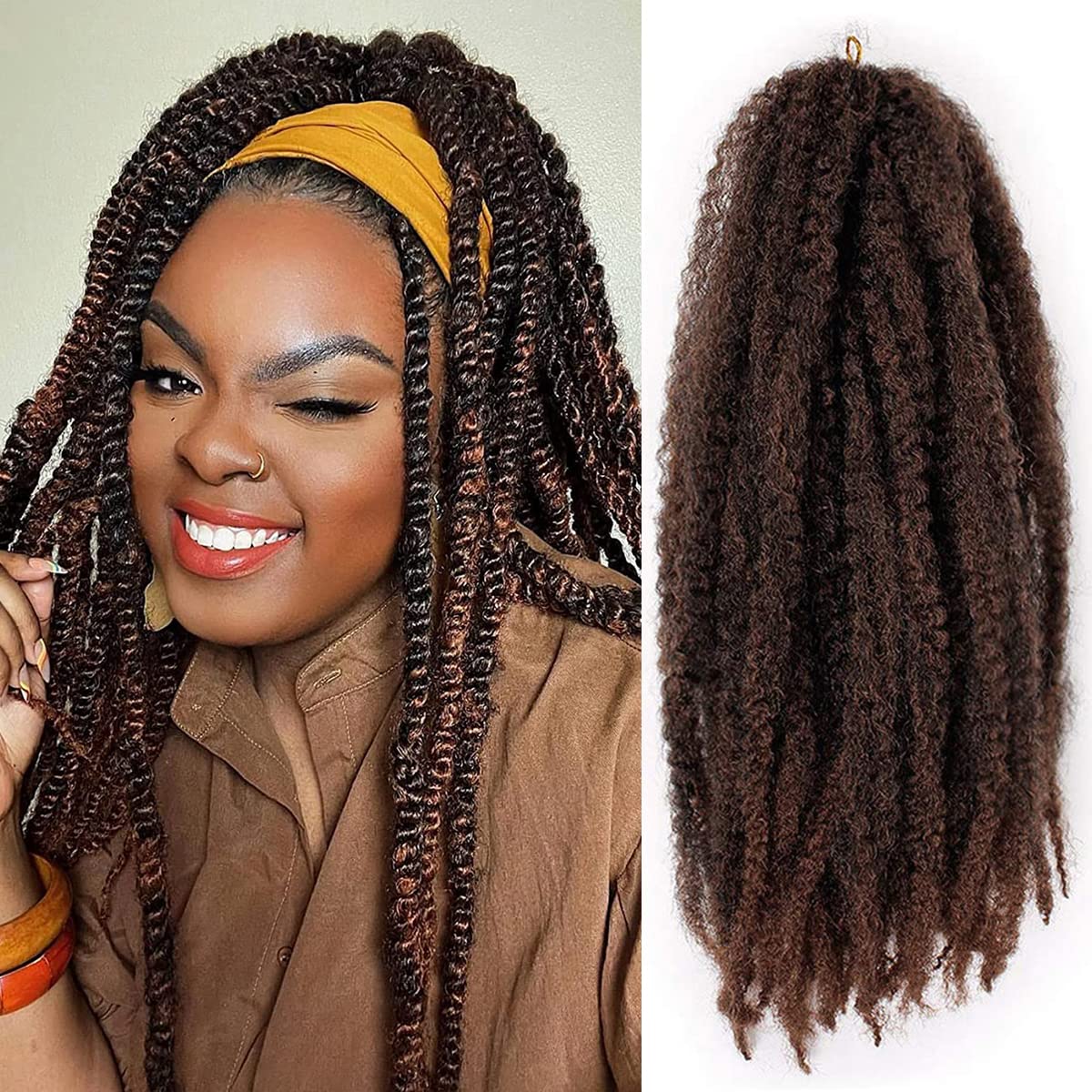 3 Packs 24 Inch Marley Twist Braiding Hair Twists Marley Hair Long Afro Crochet Braids Hair for Faux Locs for Women(T30#)