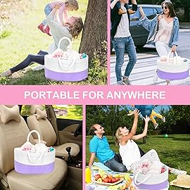 ABenkle X-Large Diaper Caddy Organizer, Boho Rustic Cotton Rope Nursery Baby Basket, Changing Table Organizer for Baby Diaper Storage and Baby Shower