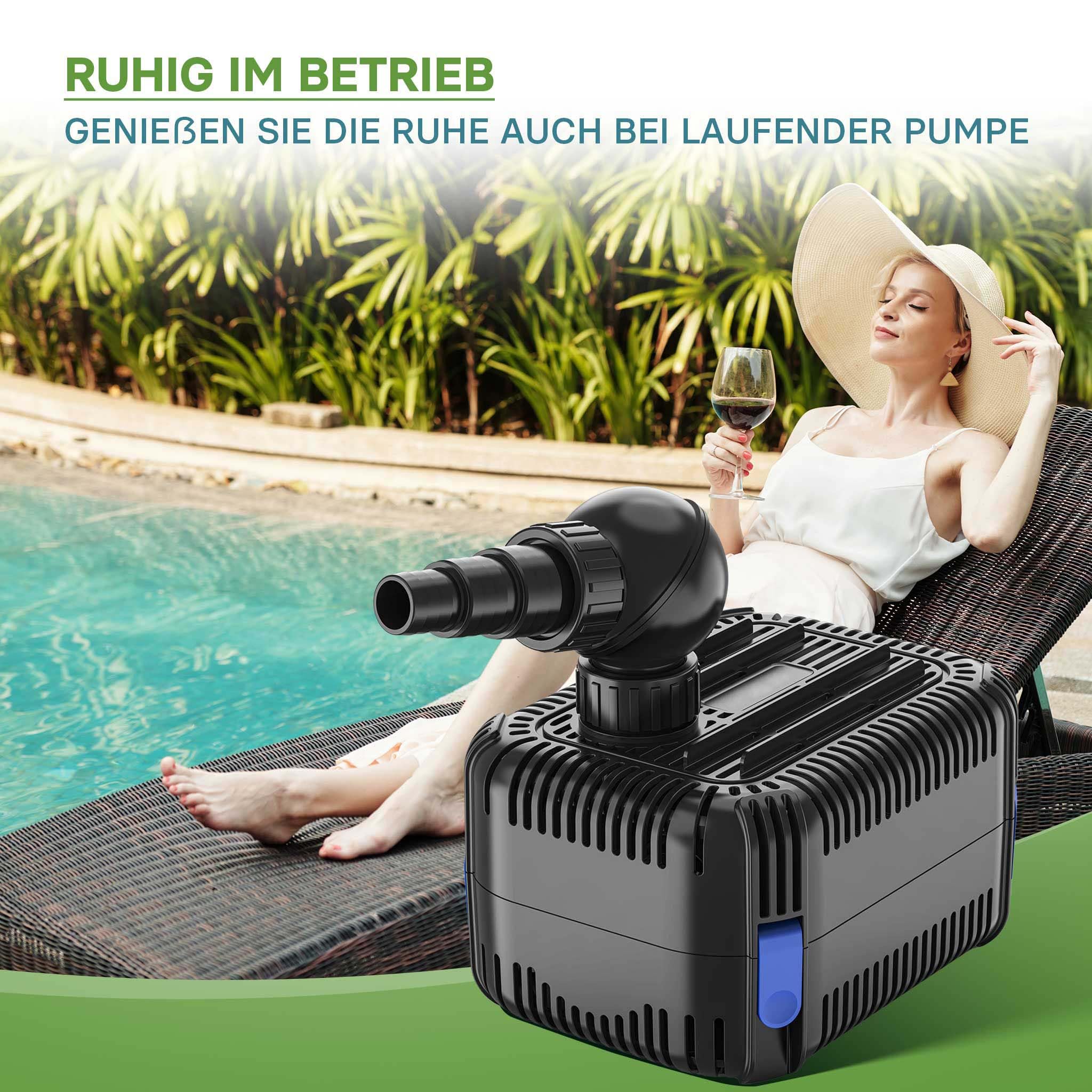 SunSun CDF-3800 Pompa per laghetti 24 V CC 3600 l/h 20 W, pompa per ruscelli con protezione integrata contro il blocco e il funzionamento a secco