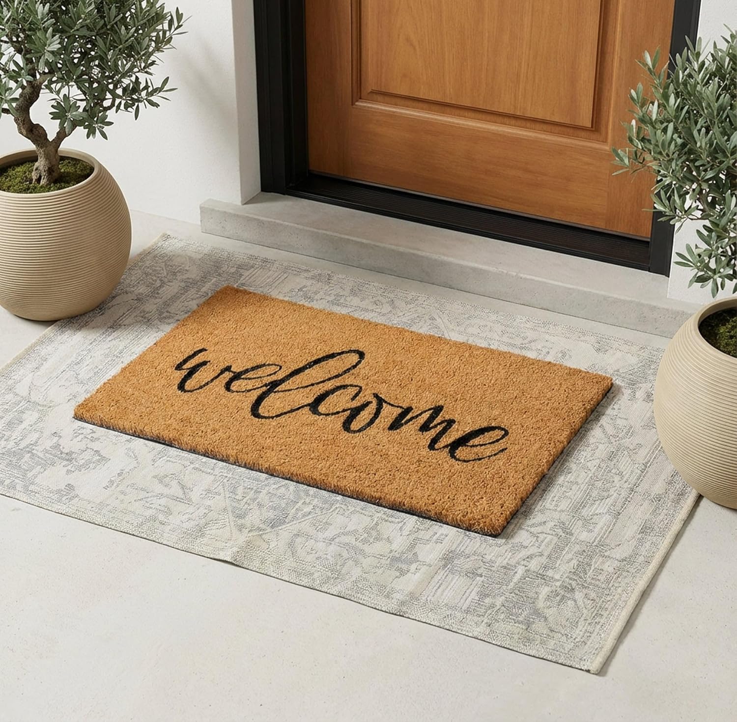 THEODORE MAGNUS Door Mat - Welcome Mat for Front Door with Non-Slip Backing - Durable Coir Doormat - Perfect for Outside Entrance and Entryway Matt - Outdoor/Indoor - Welcome - 17" x 30"