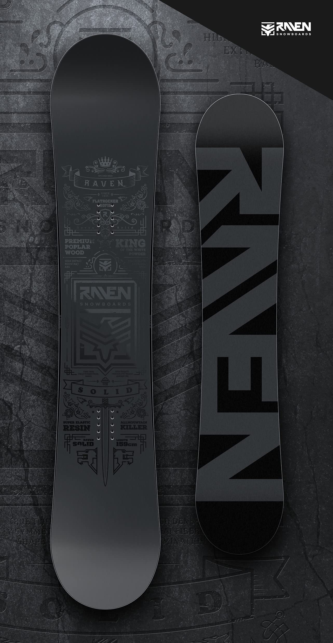 RAVEN Set Snowboard Snowboard Solid Steel + Attacco s230