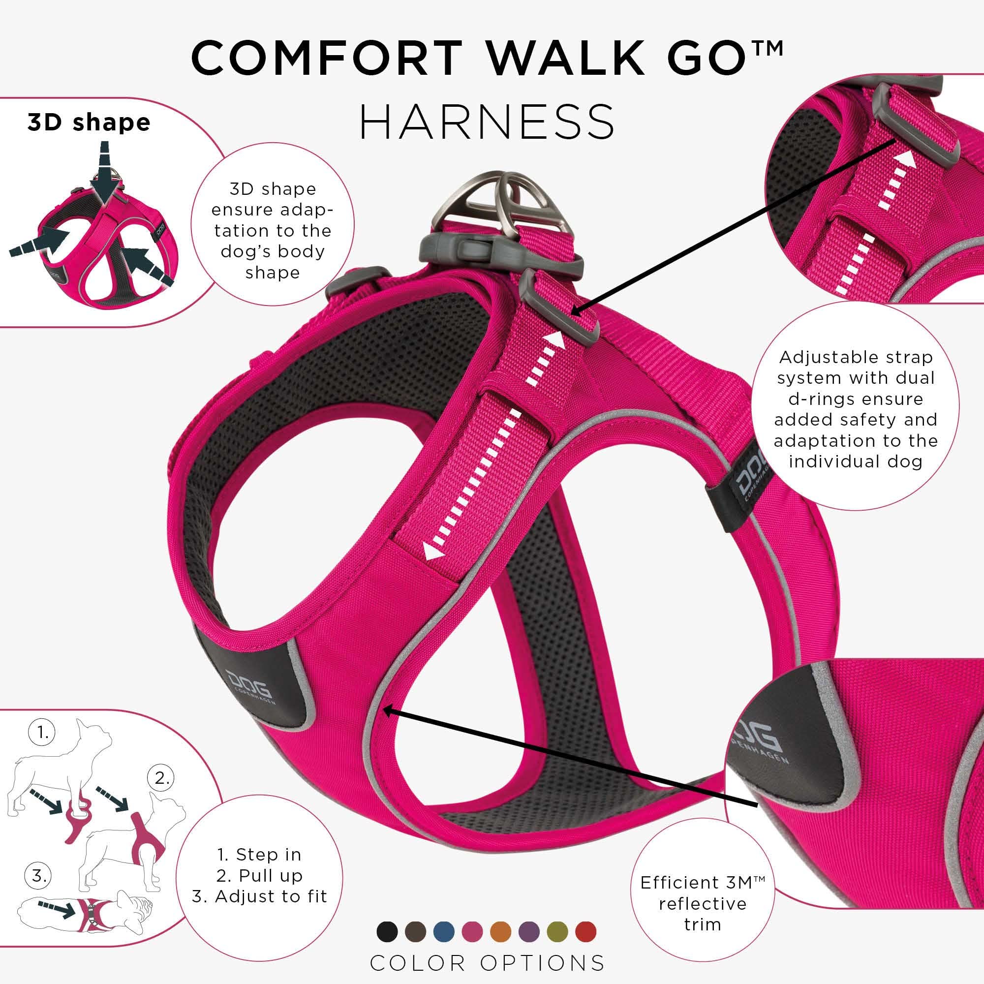 DOG Copenhagen Comfort Walk Go Harnais, Wild Rose (Rose), Taille M