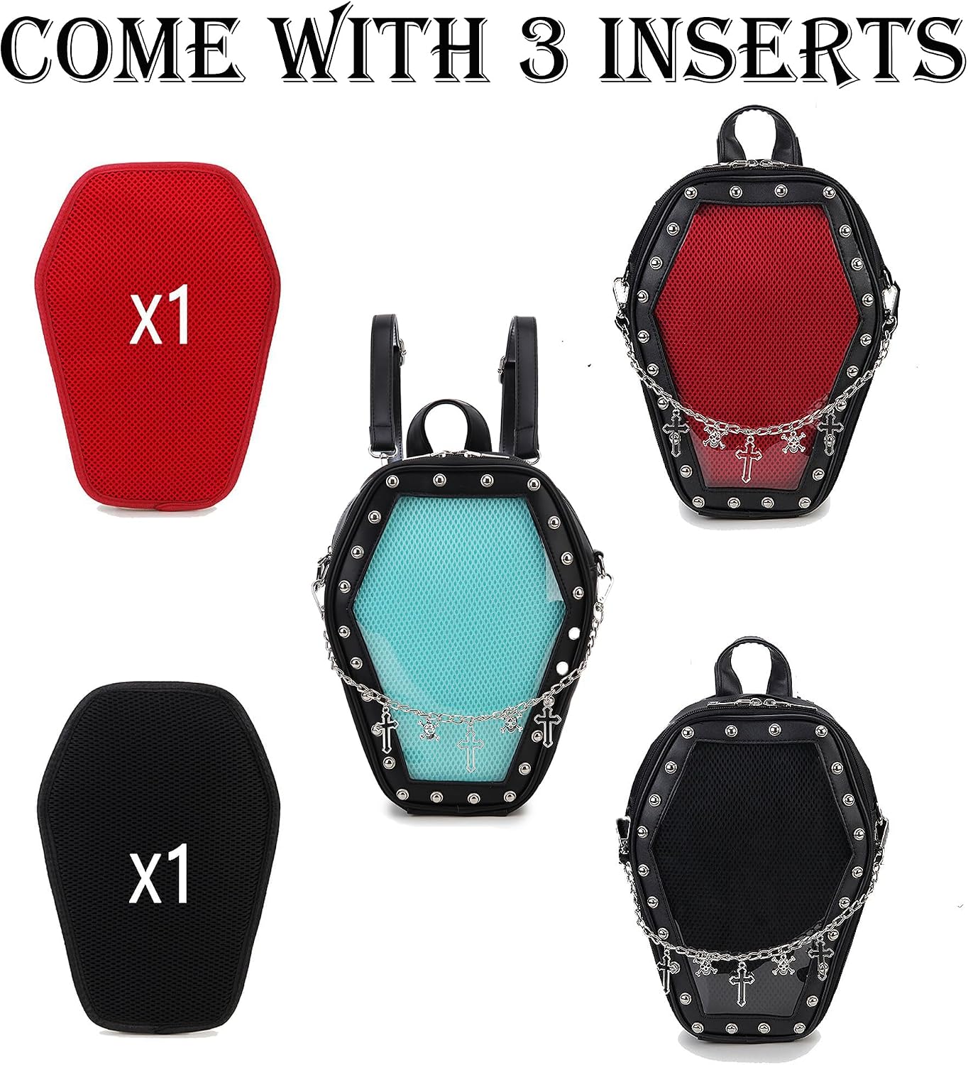 Gothic Coffin Shape Fashion Purses and Handbags for Women Halloween Shoulder Bag Backpack