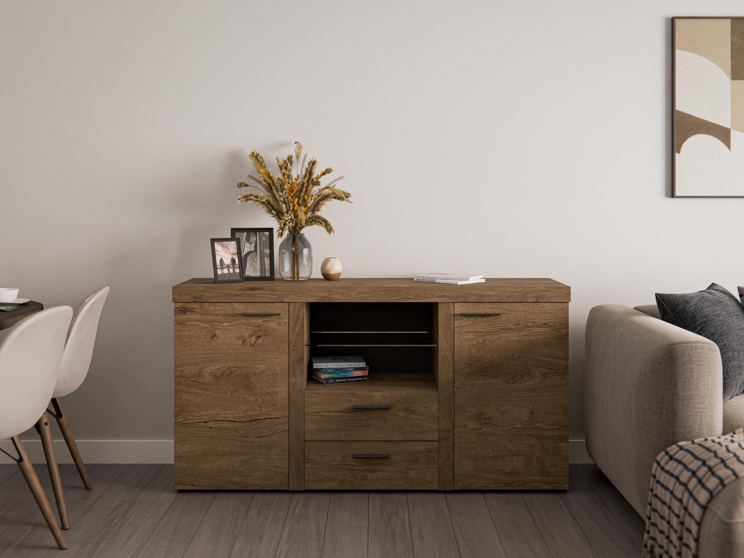 BROMARKT Kommode für Schlafzimmer mit Schubladen 156x82 cm Lefkas Eiche