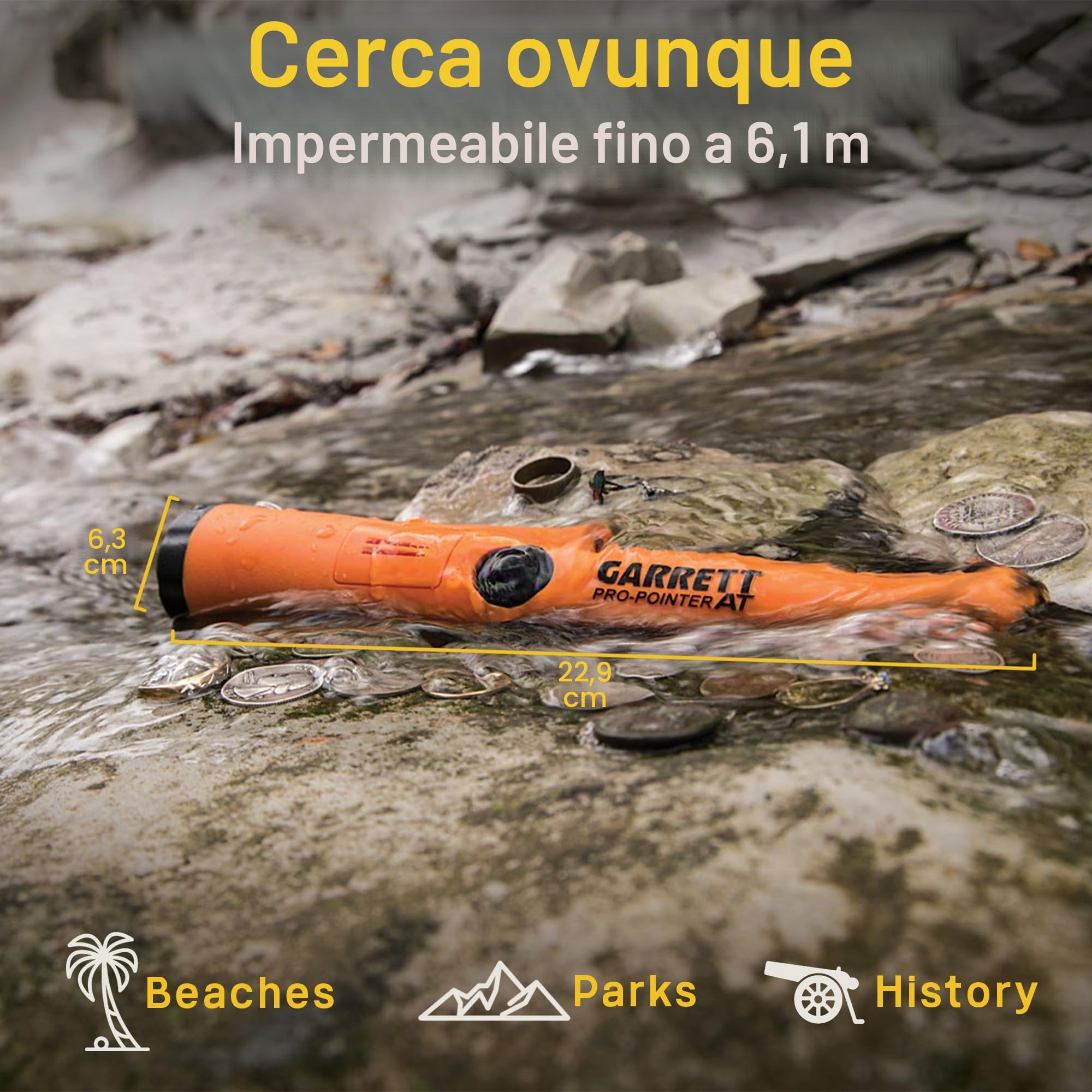 Garrett ACE 400 Metal Detector con bobina di ricerca impermeabile DD e Pro-Pointer AT