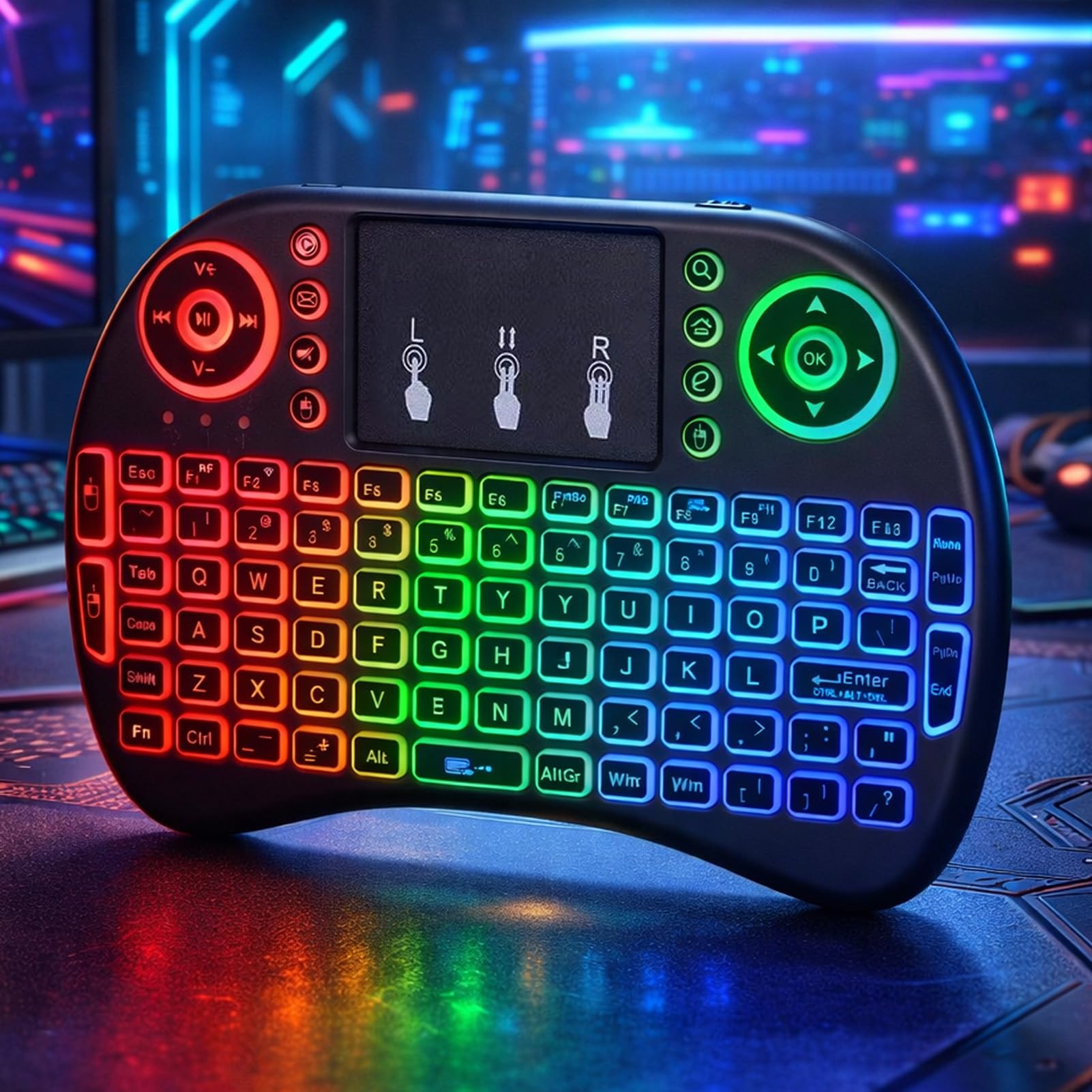 Mini Keyboard 2 4GHz Portable Wireless Keyboard with Touchpad Mouse RGB Backlit
